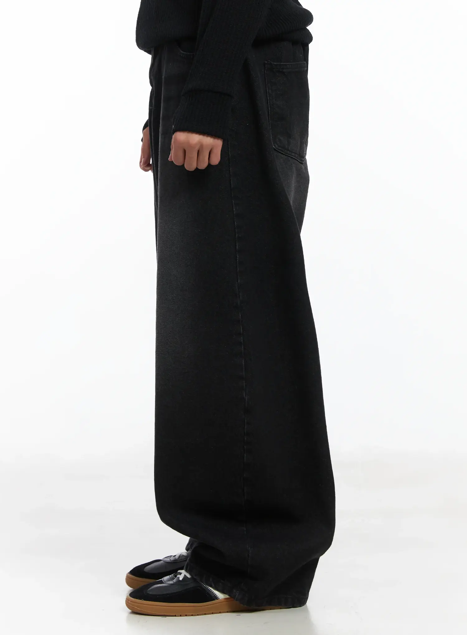 Basic Wide Leg Black Jeans ID515 - Image 5