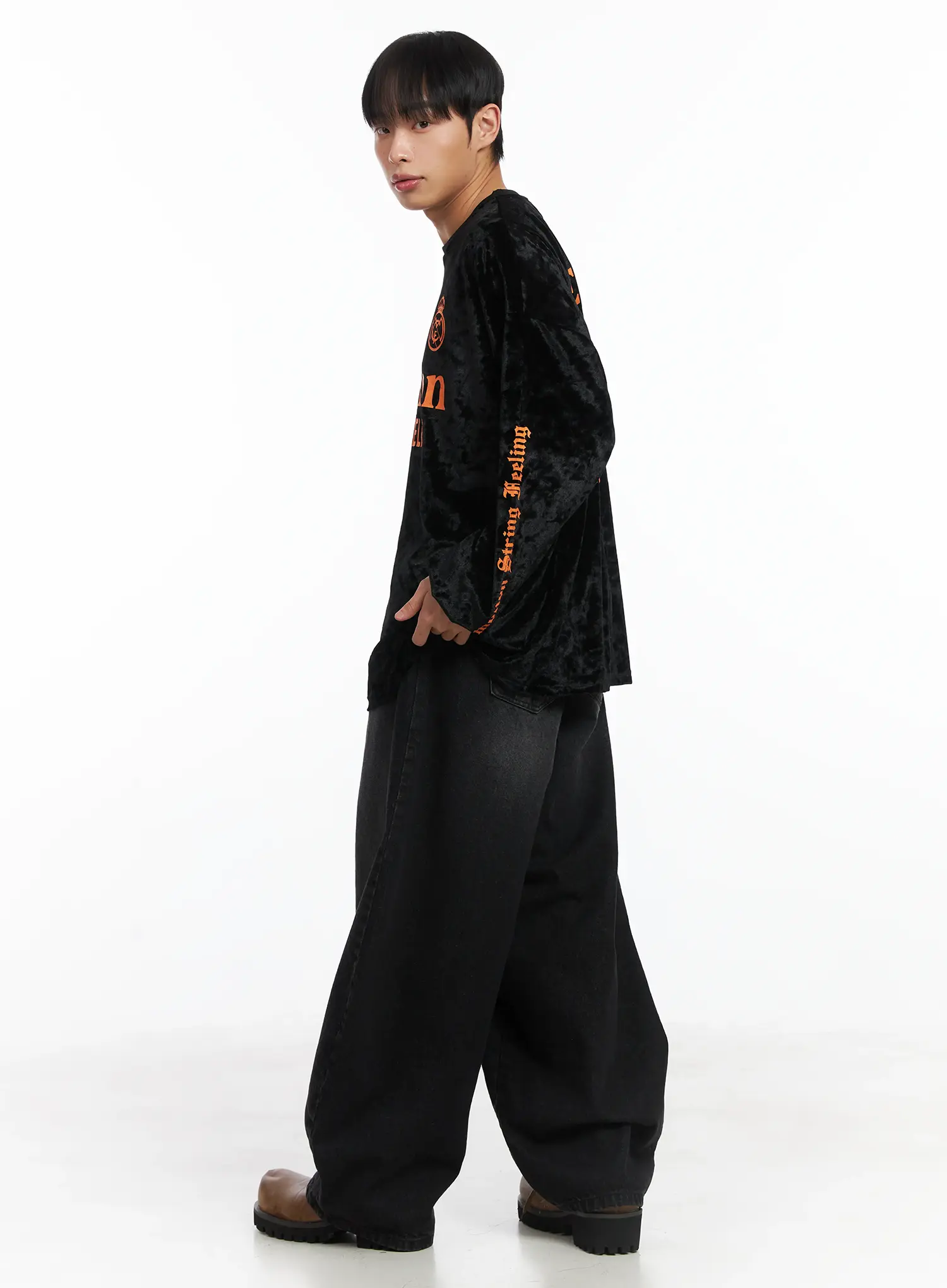 Basic Wide Leg Black Jeans ID515 - Image 8