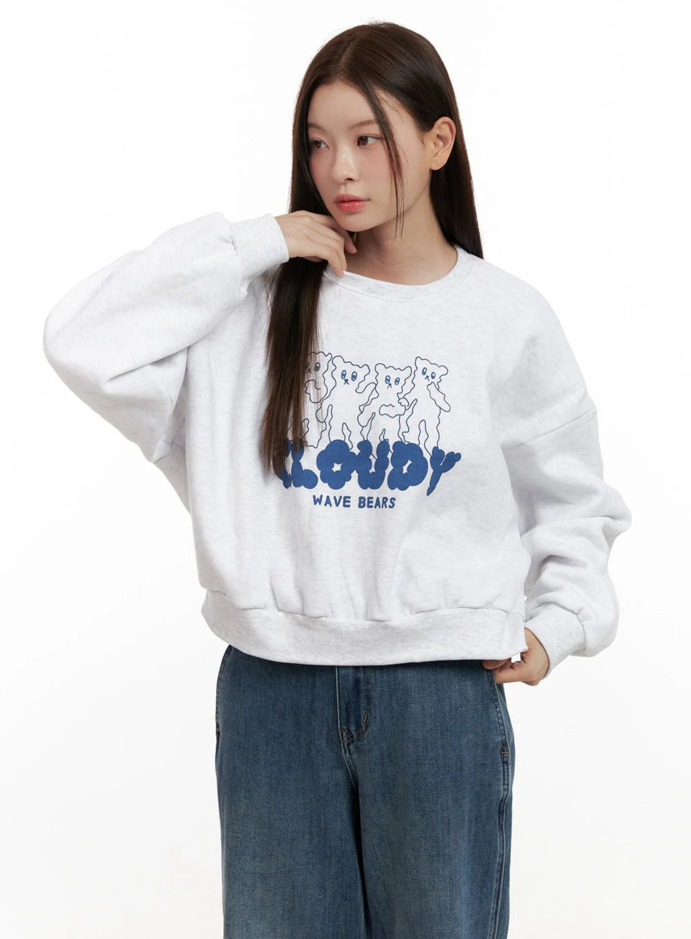 Bear Graphic Long Sleeve Crewneck ON422 - Image 5