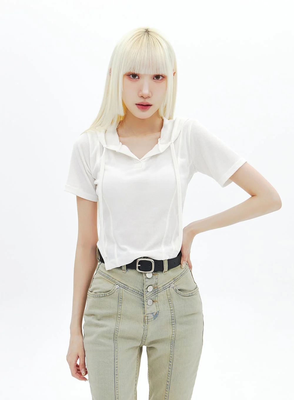 Beige Wash Bootcut Jeans BA320 - Image 7
