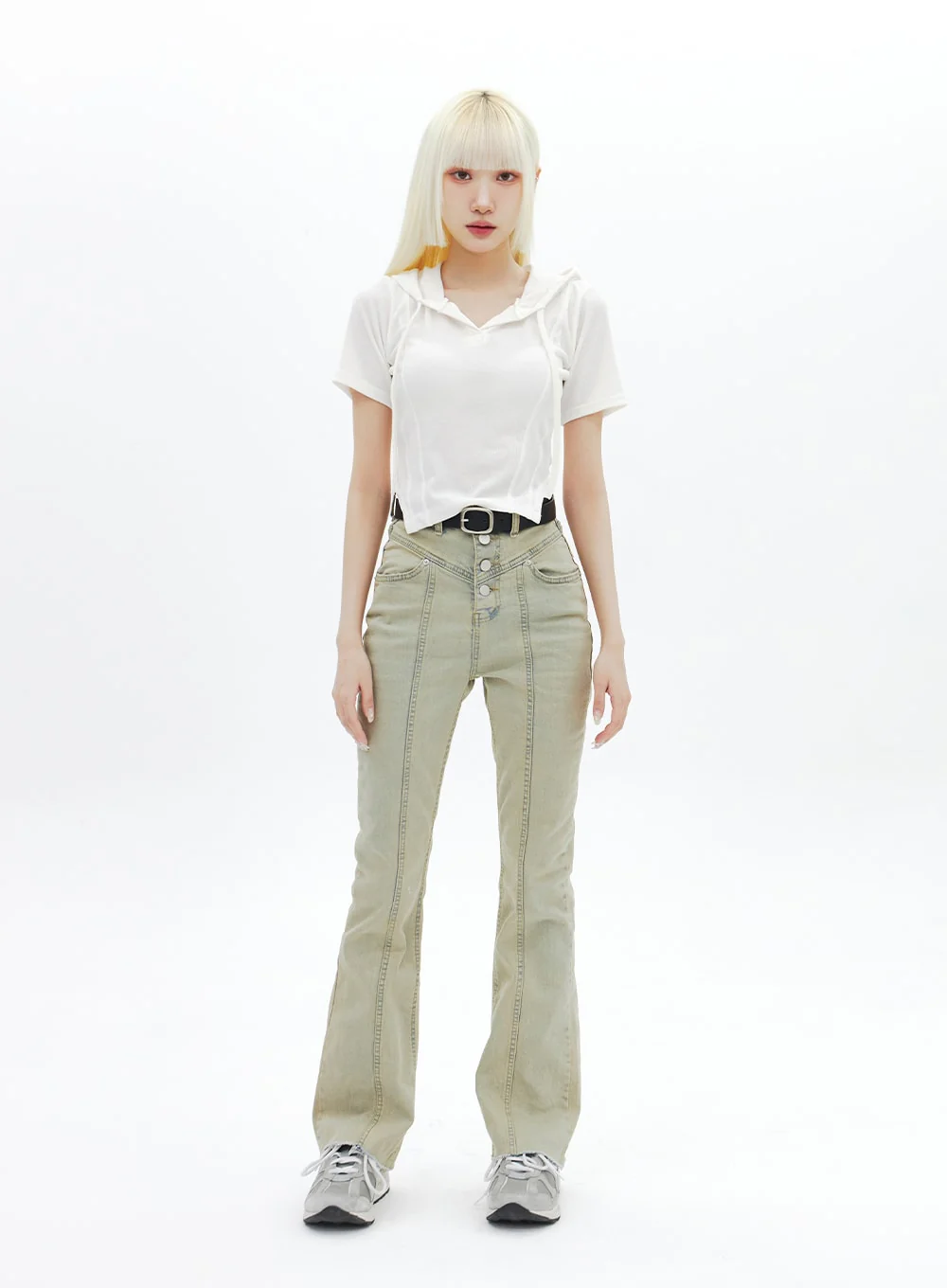 Beige Wash Bootcut Jeans BA320 - Image 8