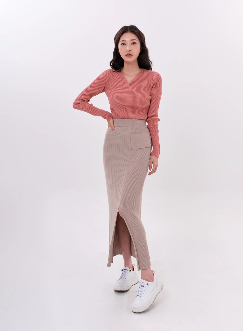 Bending Slit H-Line Long Skirt IS15 - Image 4