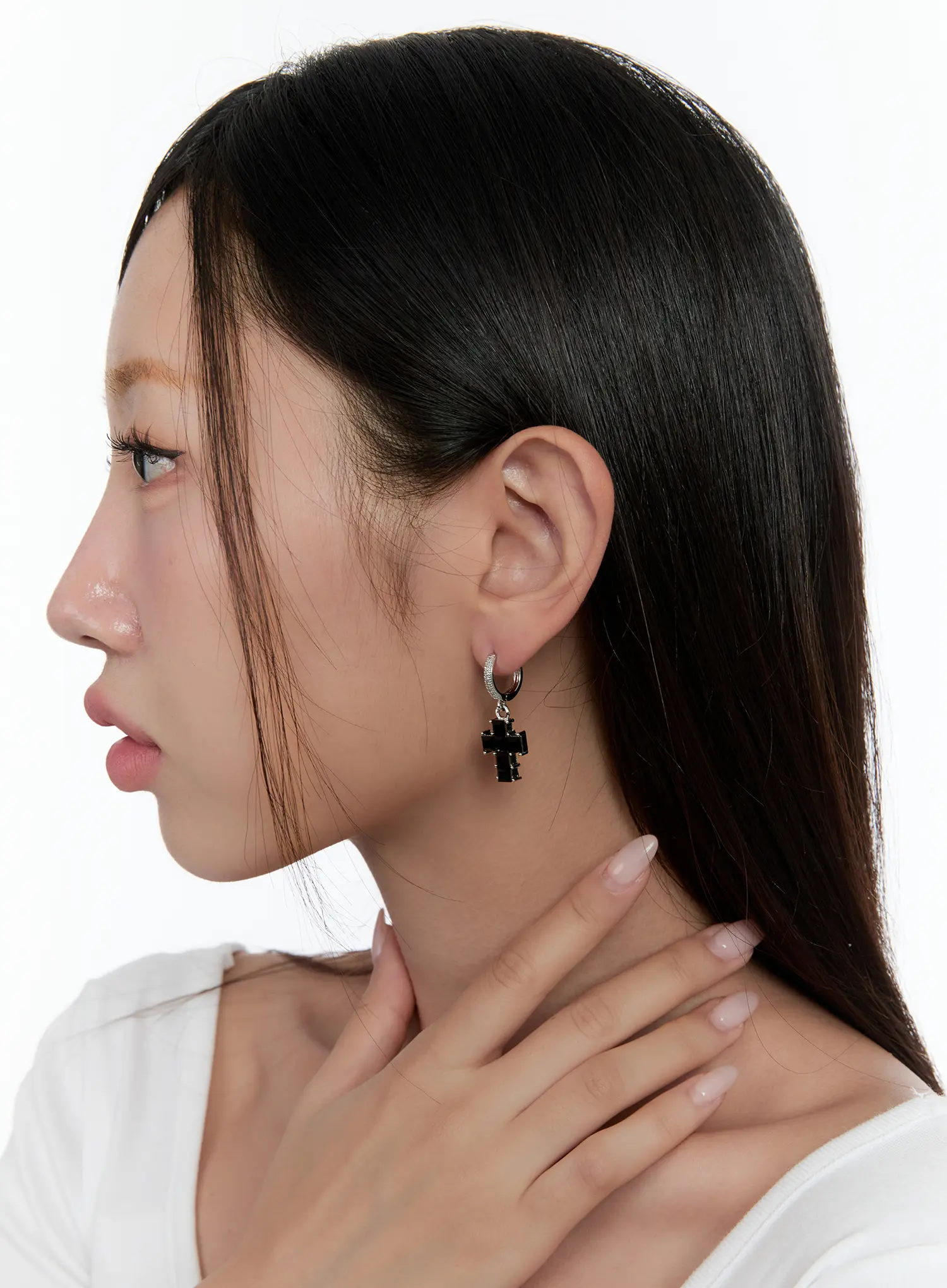 Black Cross Dangle Earrings CS518 - Image 3