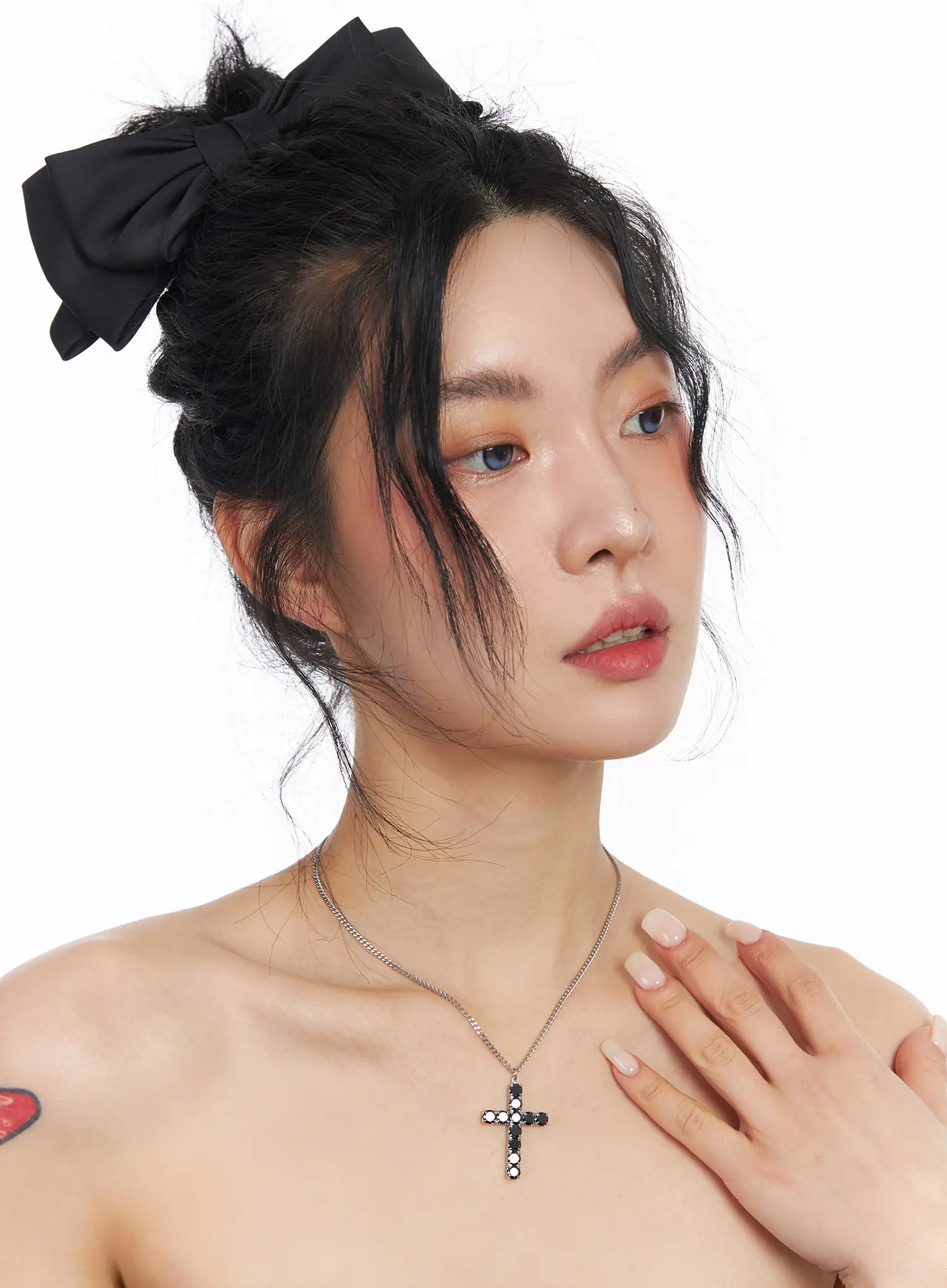 Black Cross Necklace CJ523 - Image 2