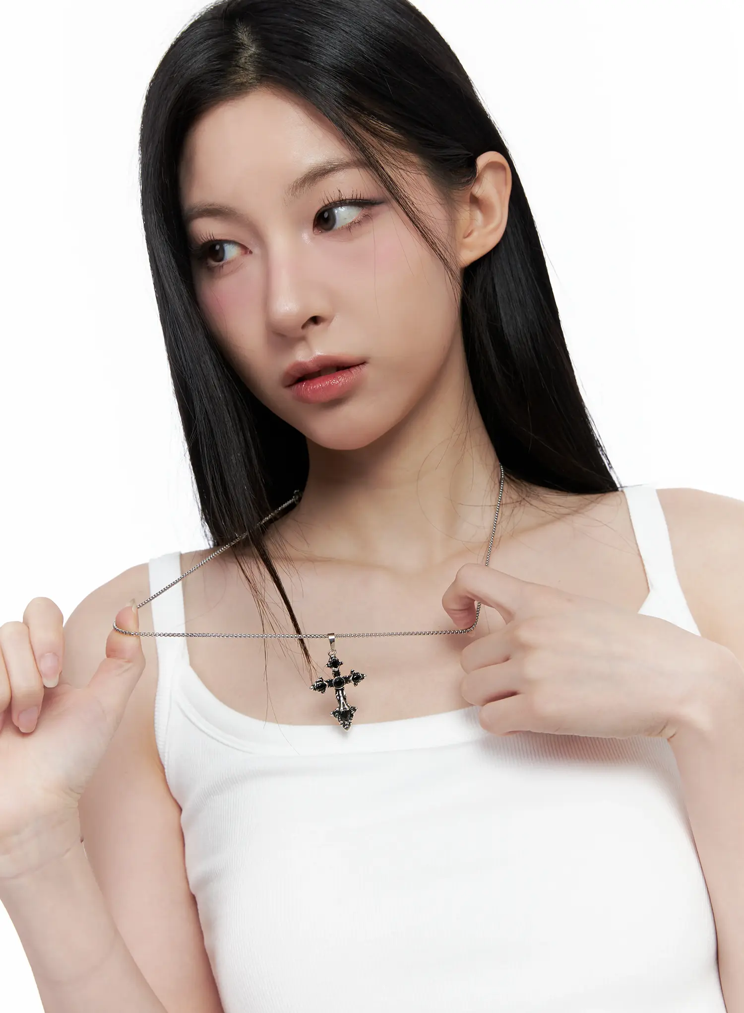 Black Cross Necklace CO503 - Image 2