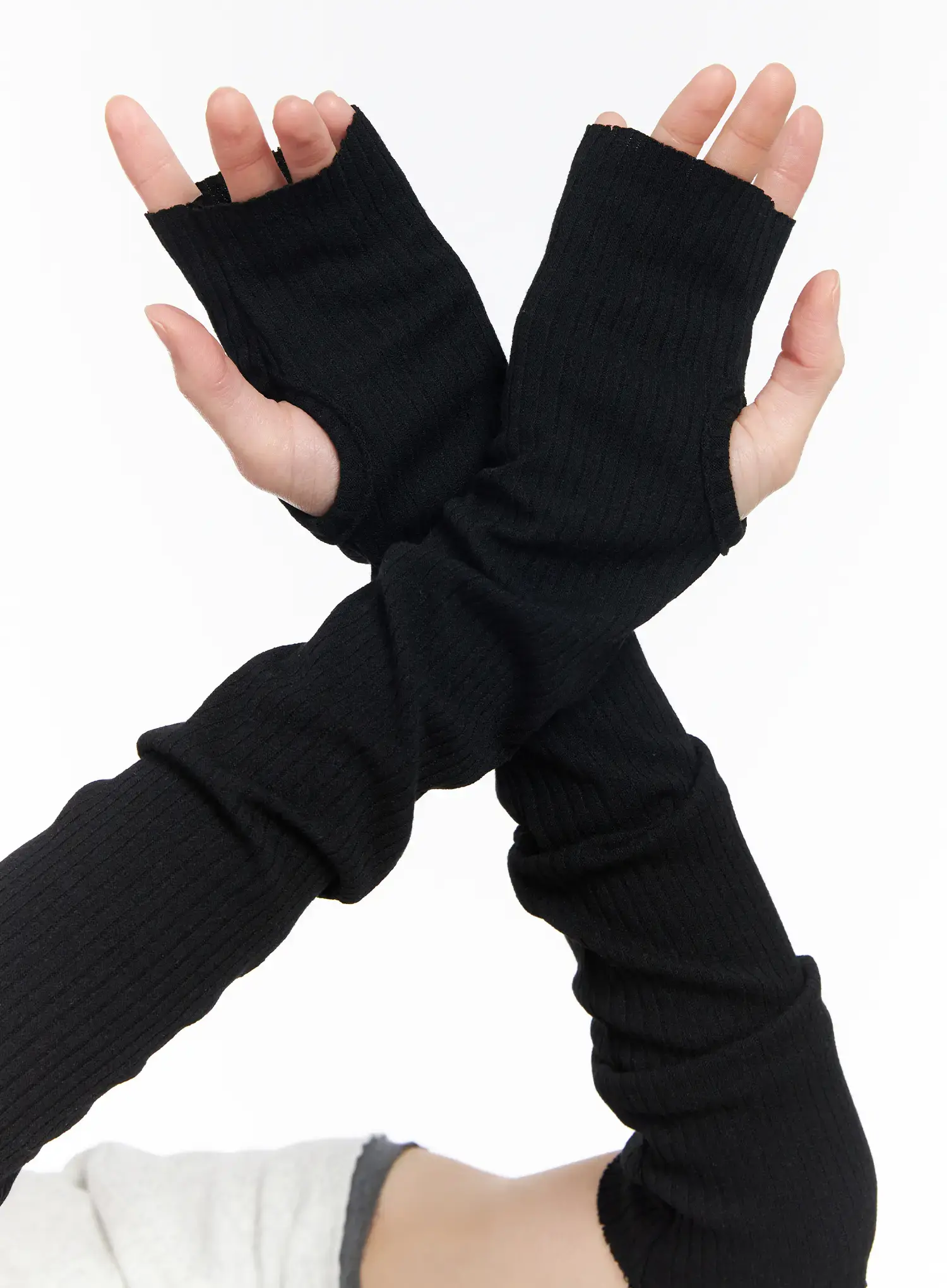 Black Fingerless Hand Warmers CM519 - Image 3