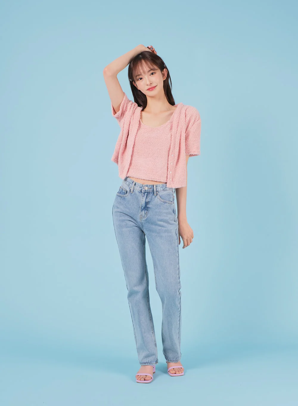 Bleached Boot-cut Denim Jeans BA04 - Image 5