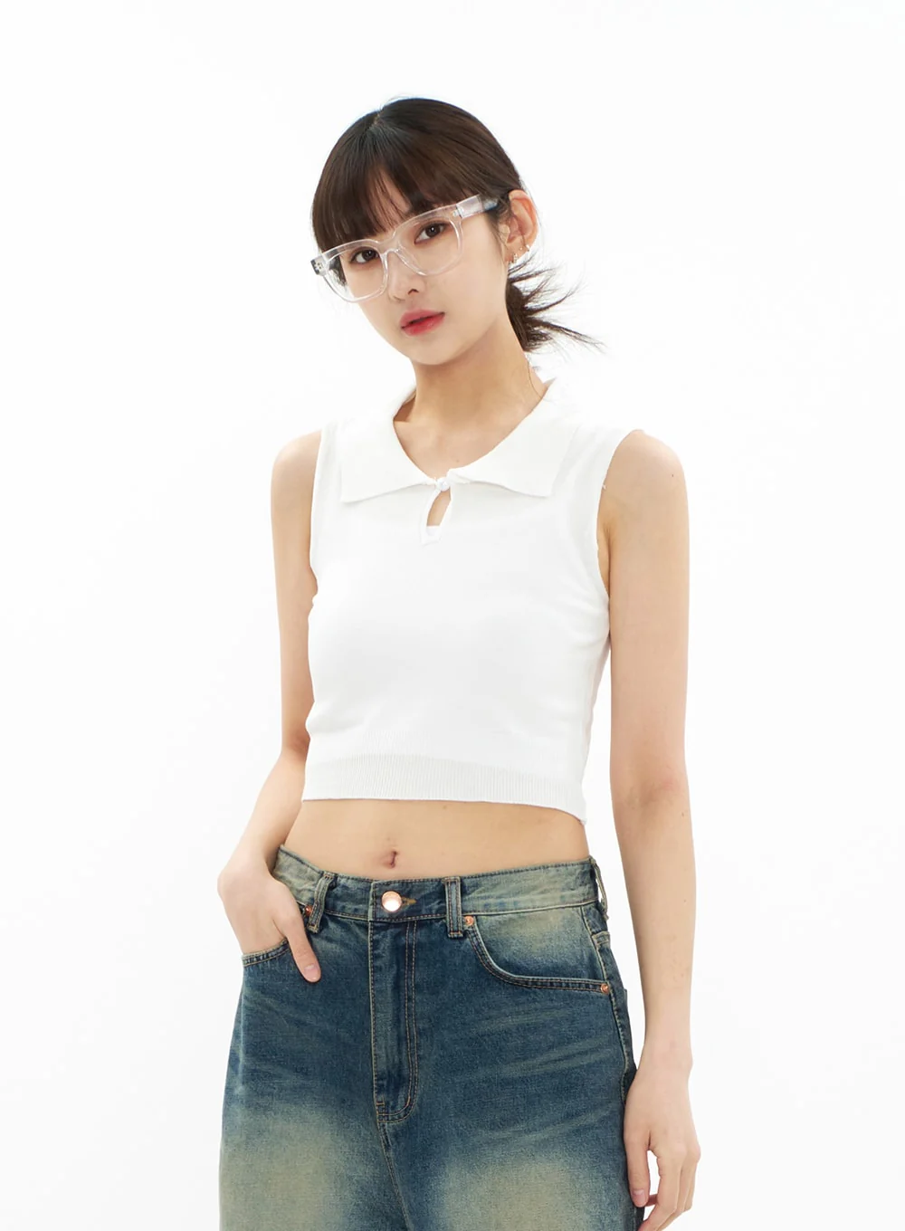 Bleached Wide Leg Denim Pants CA07 - Image 14