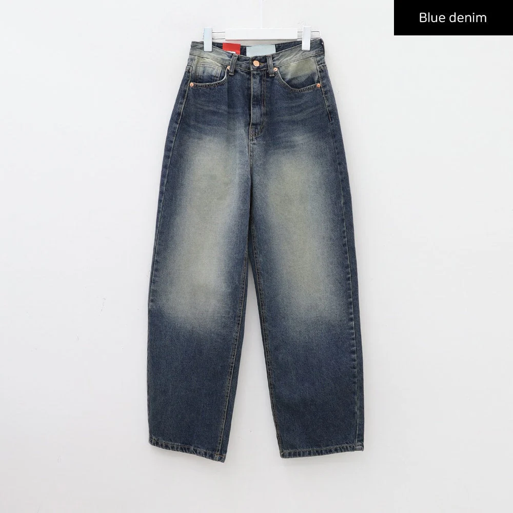 Bleached Wide Leg Denim Pants CA07 - Image 16