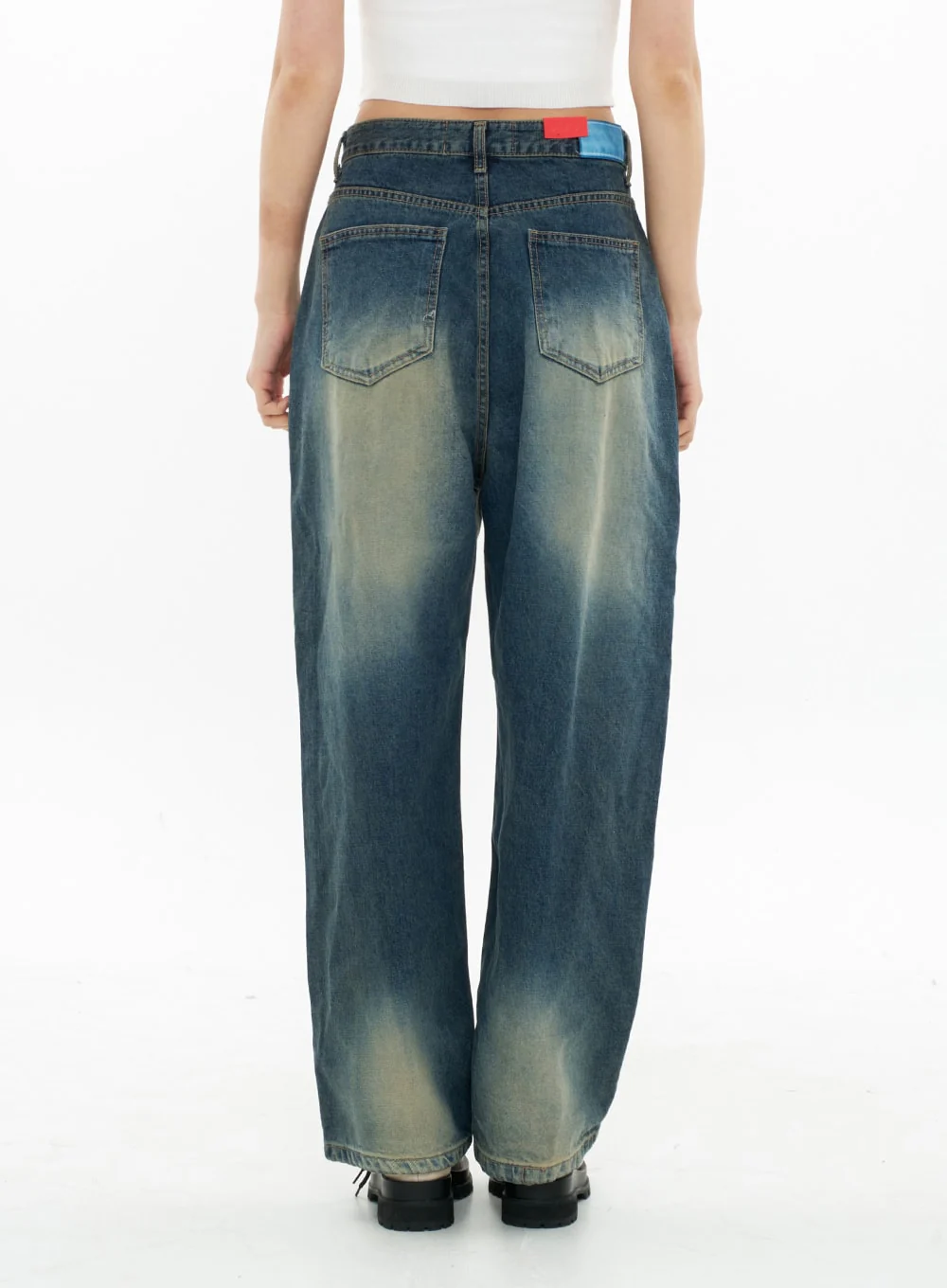 Bleached Wide Leg Denim Pants CA07 - Image 6