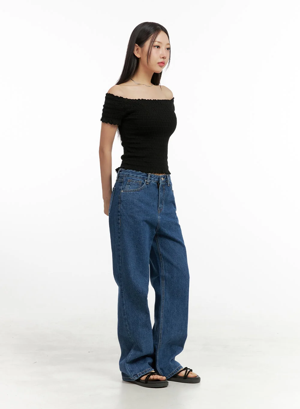 Blue Wide-Leg Jeans OU407 - Image 4