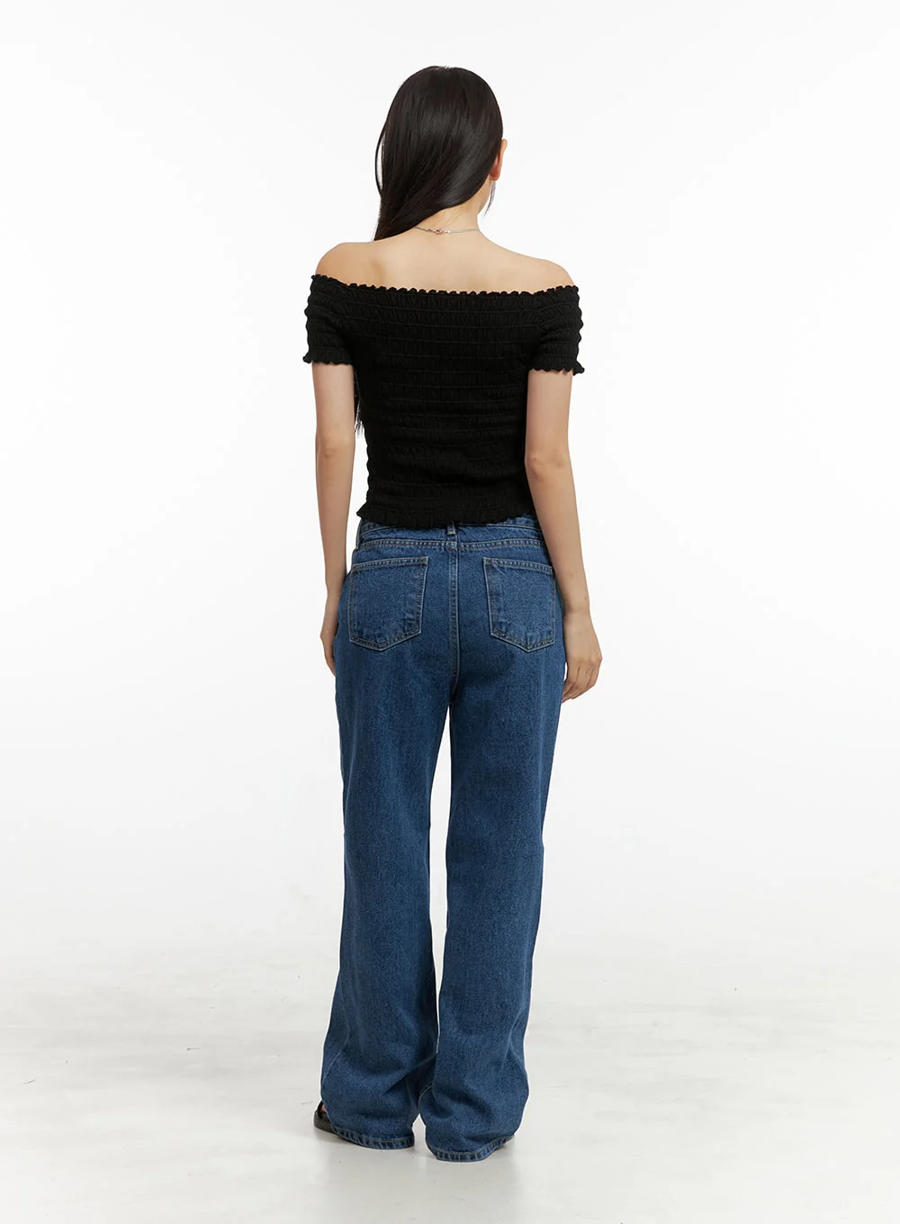 Blue Wide-Leg Jeans OU407 - Image 5