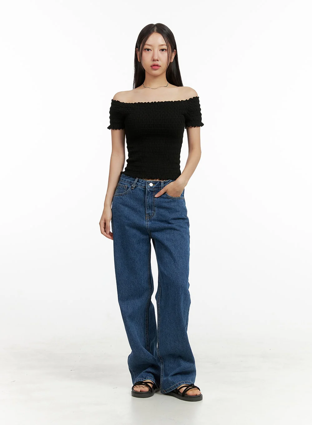 Blue Wide-Leg Jeans OU407 - Image 6