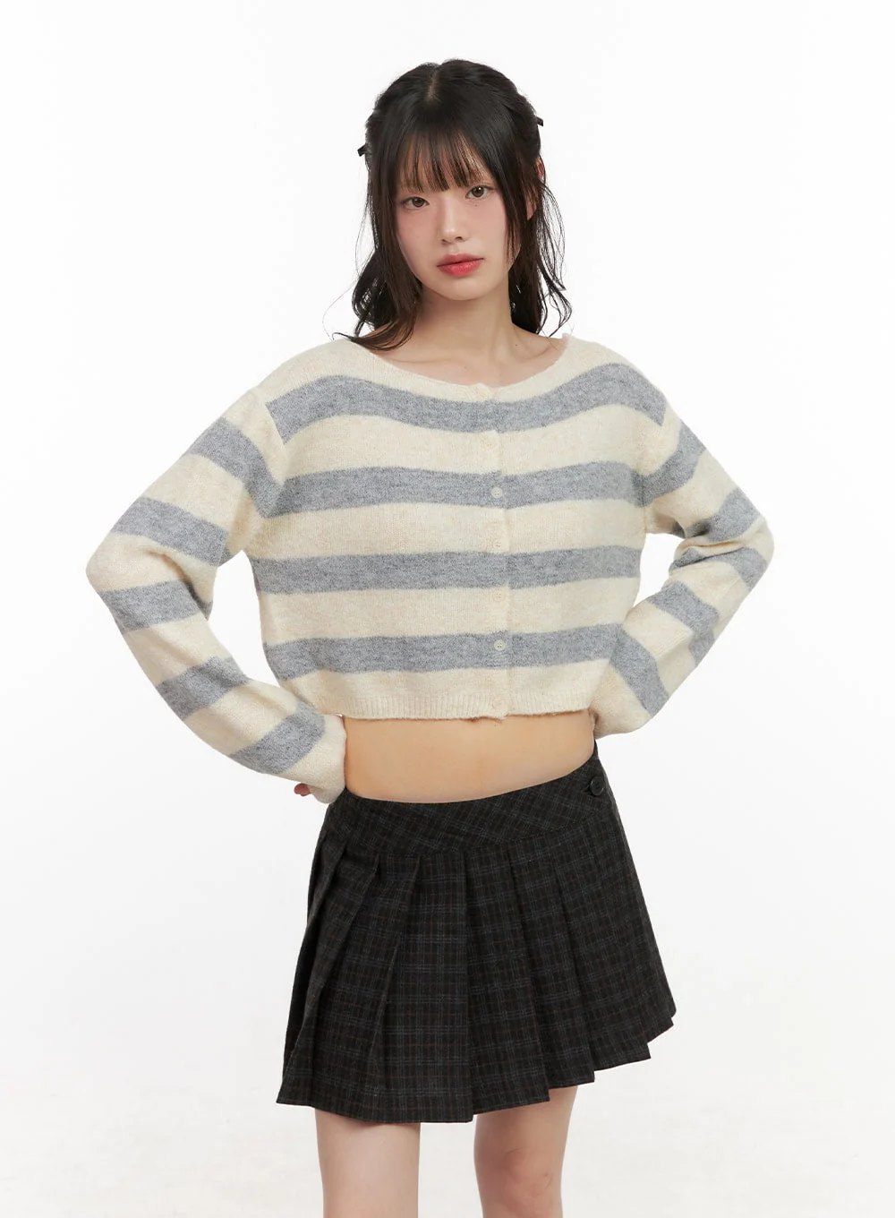 Boat-Neck Buttoned Knit Cardigan CJ501 - Image 12