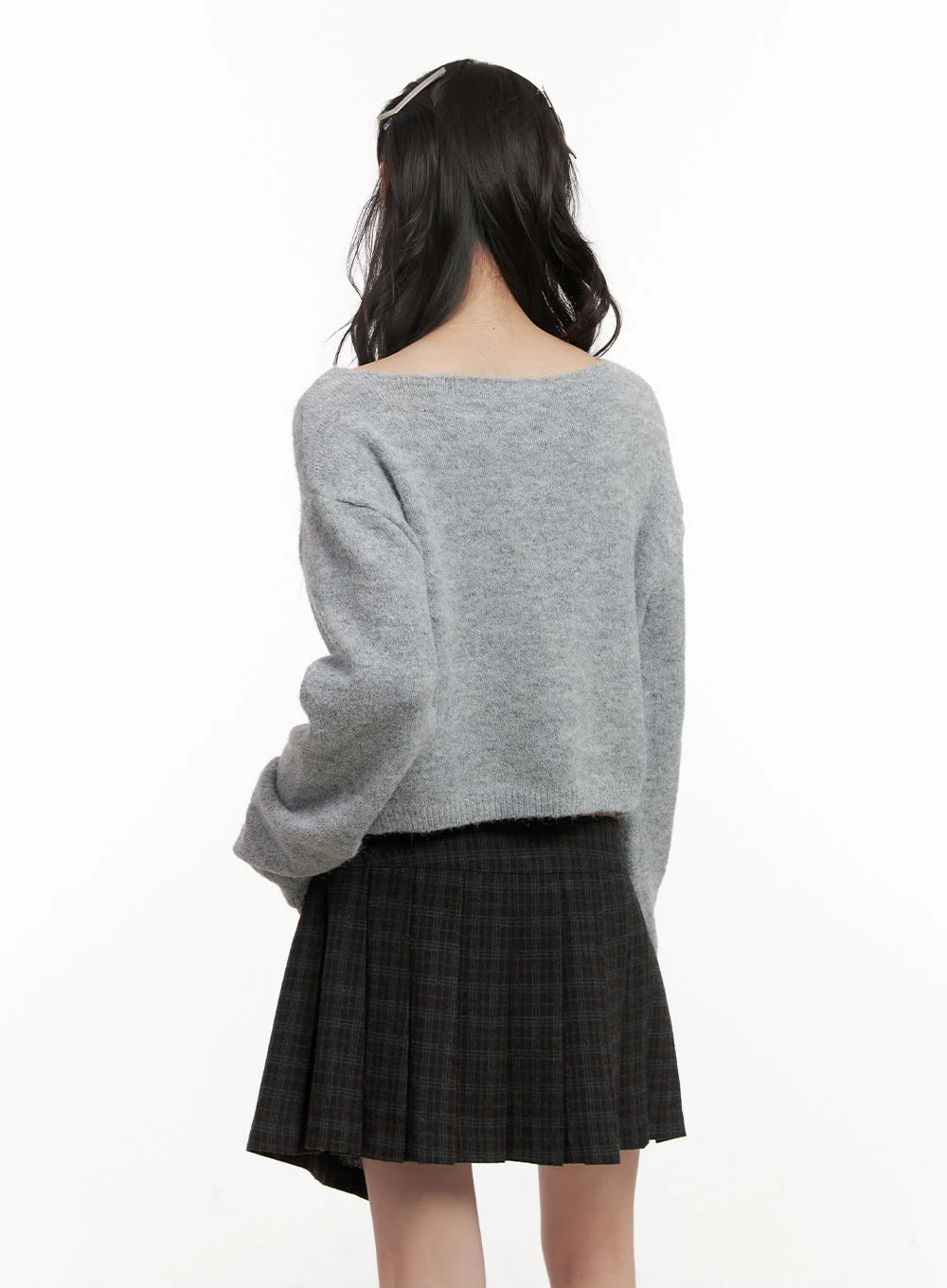 Boat-Neck Buttoned Knit Cardigan CJ501 - Image 6