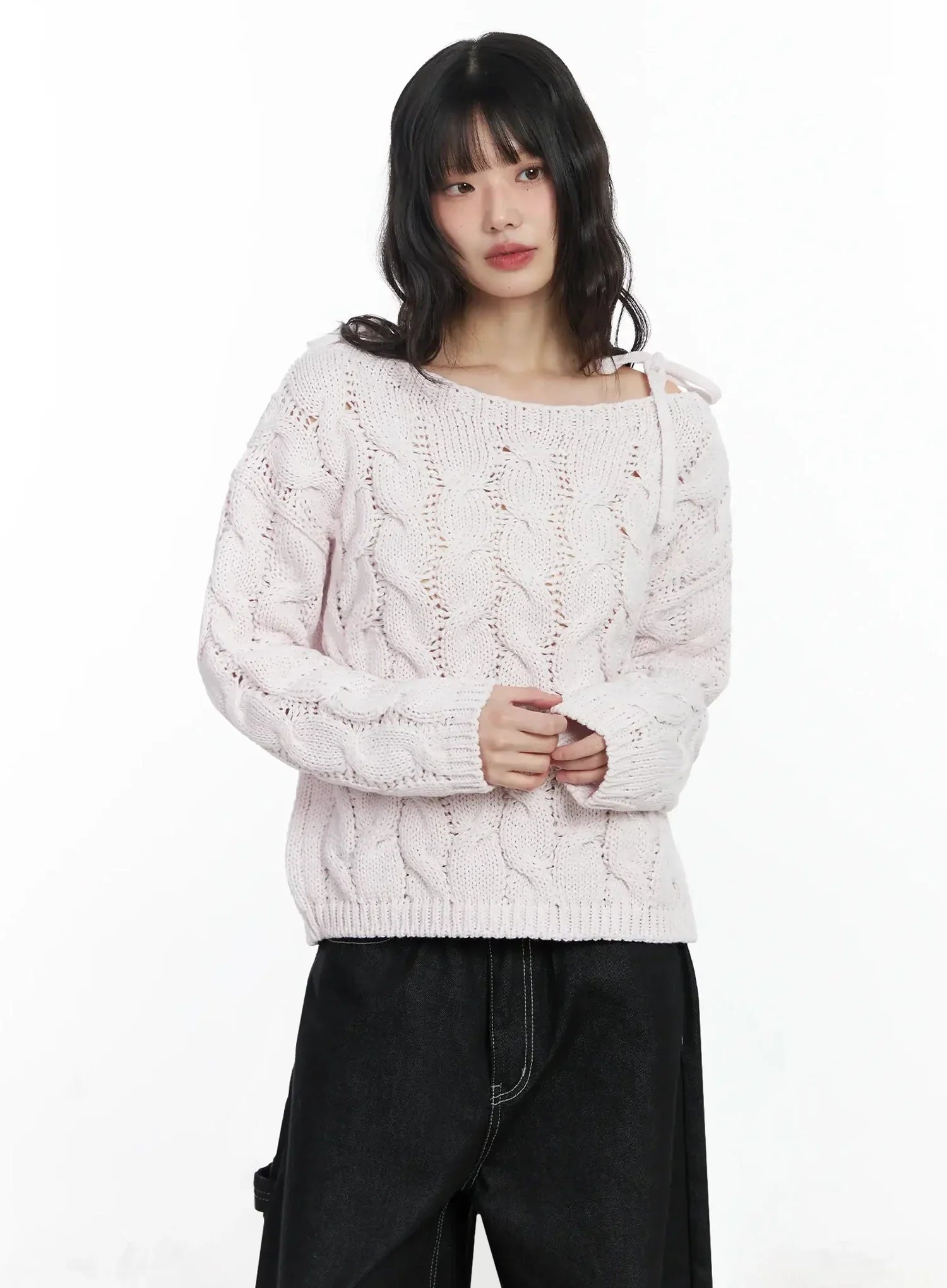 Boat Neck Cable Knit Top IF505 - Image 7