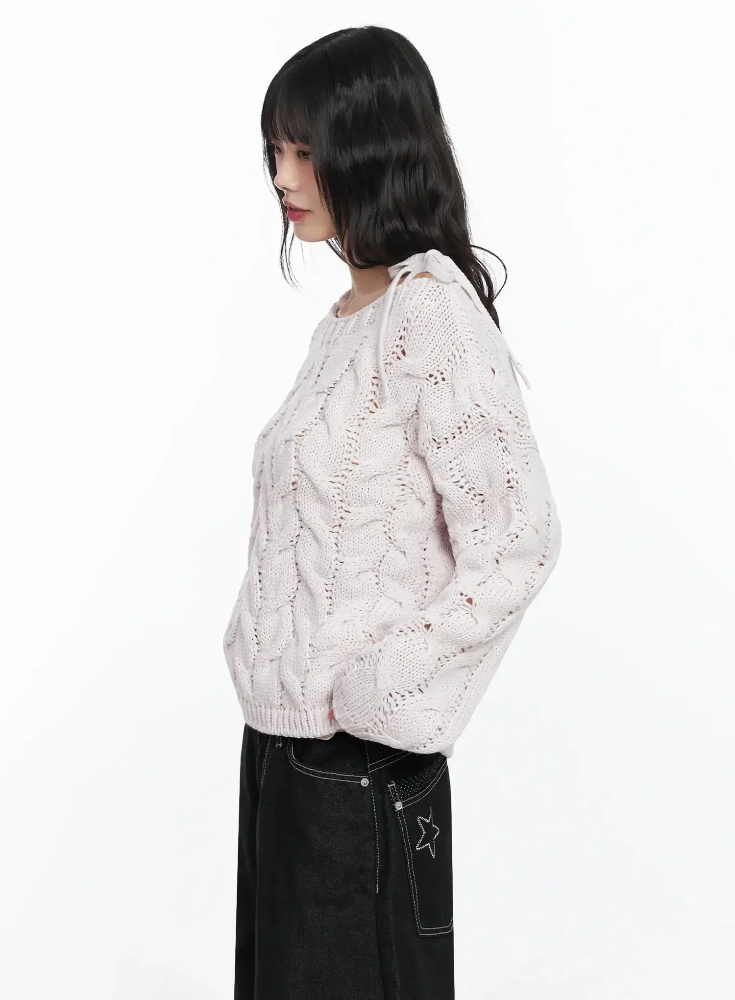 Boat Neck Cable Knit Top IF505 - Image 8