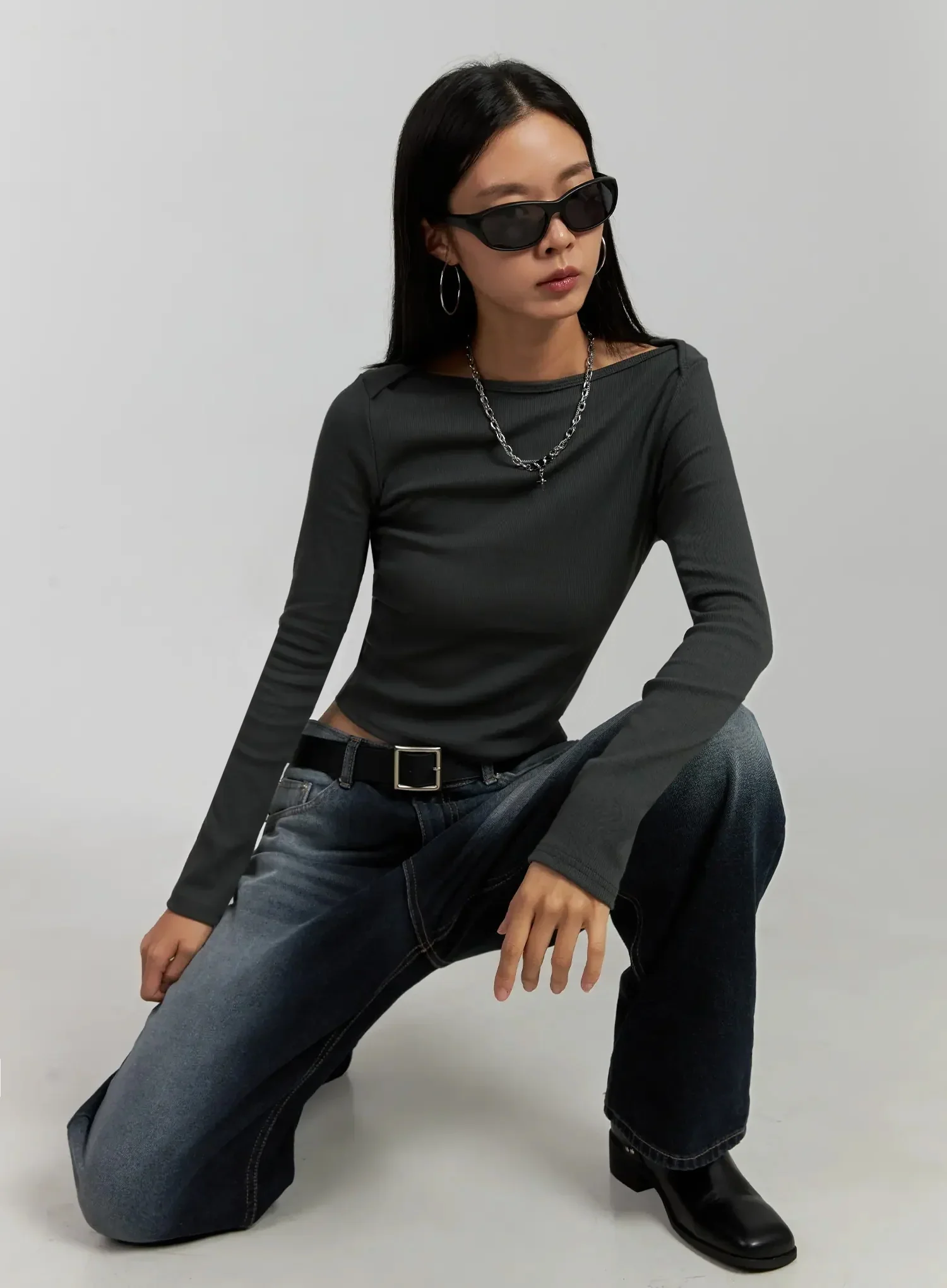 Boat Neck Long Sleeve Top IJ505 - Image 12