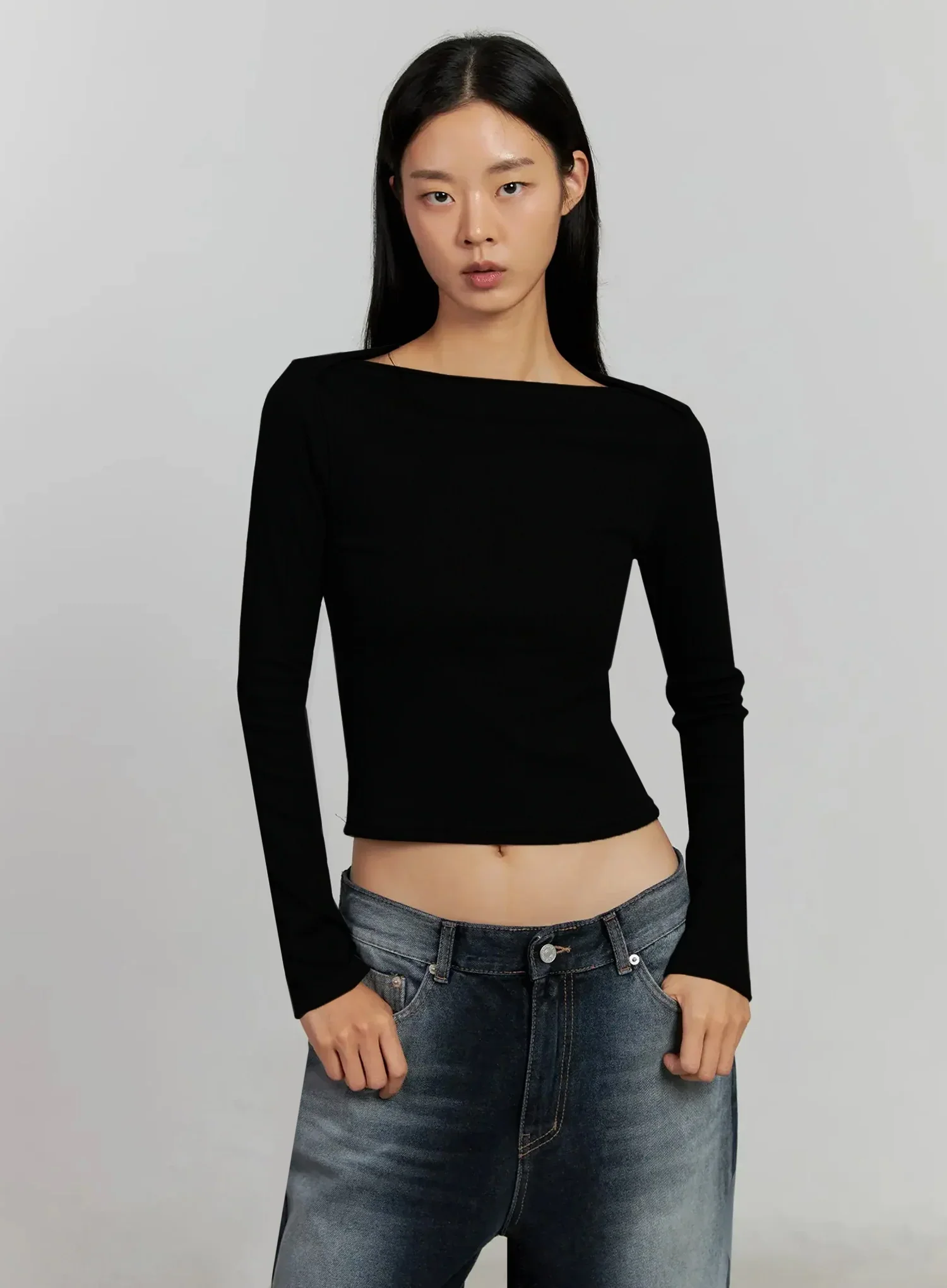 Boat Neck Long Sleeve Top IJ505 - Image 14