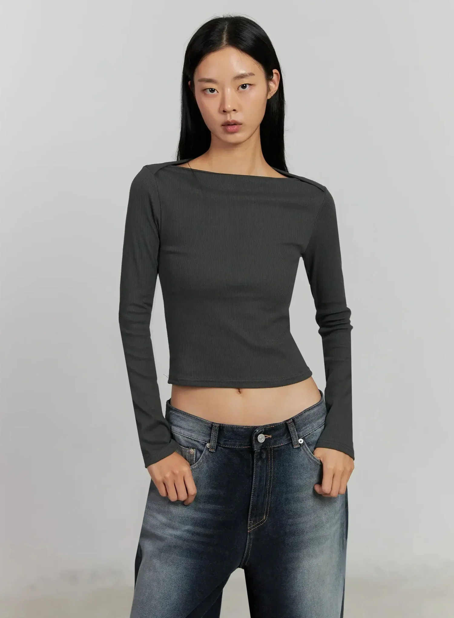 Boat Neck Long Sleeve Top IJ505 - Image 5