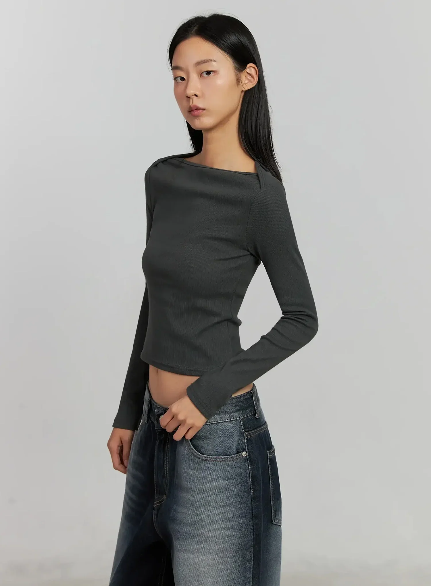 Boat Neck Long Sleeve Top IJ505 - Image 6