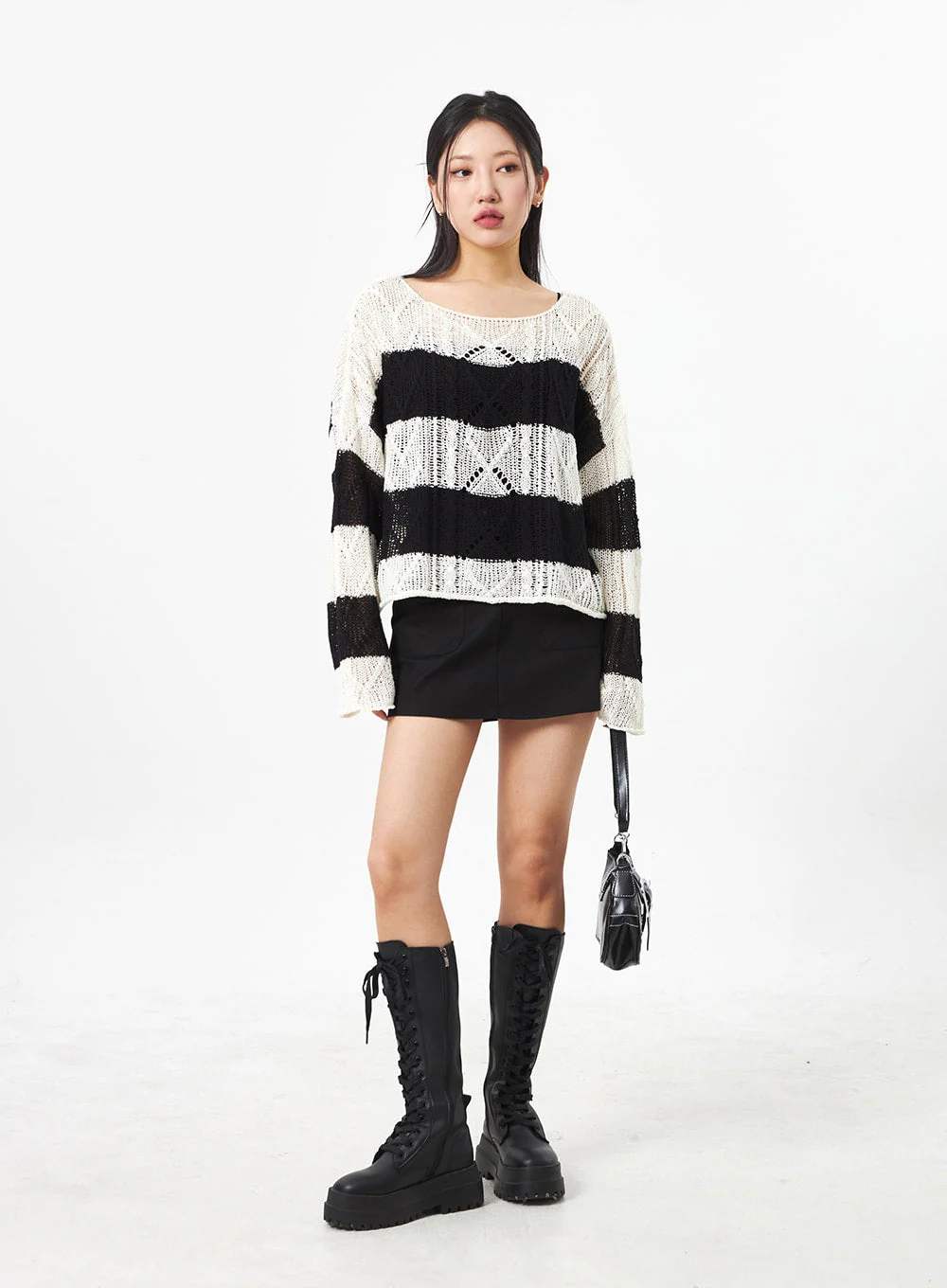 Boat Neck Stripe Sweater CA306 - Image 3