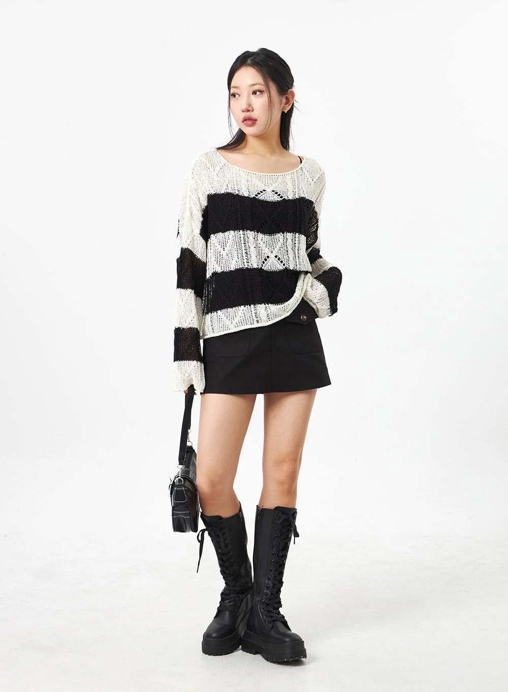Boat Neck Stripe Sweater CA306 - Image 4