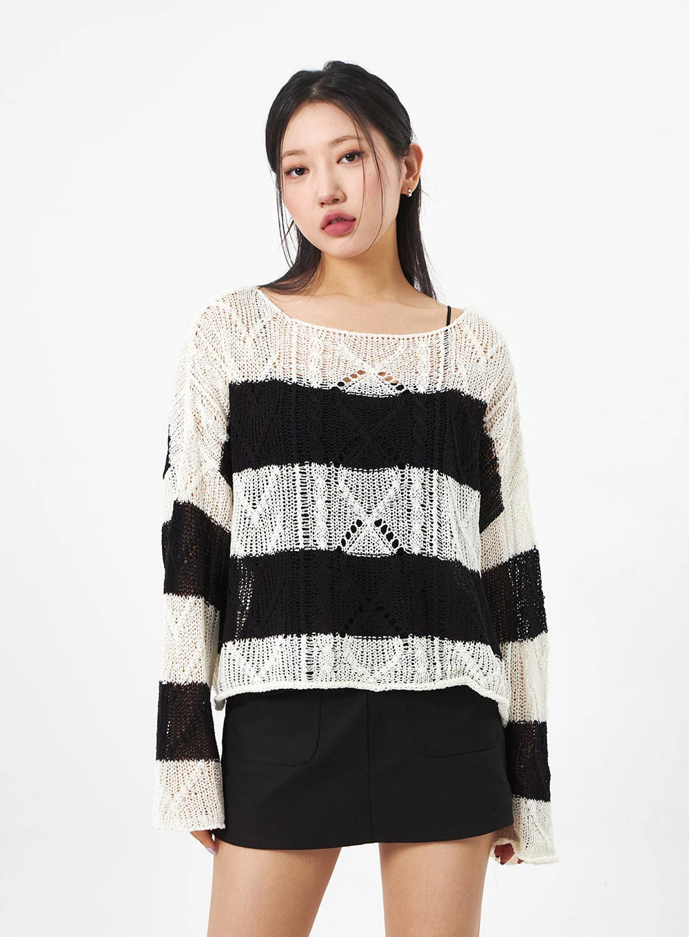 Boat Neck Stripe Sweater CA306 - Image 5