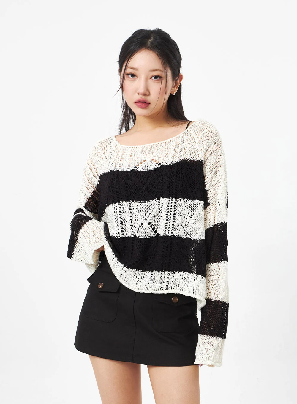 Boat Neck Stripe Sweater CA306 - Image 9