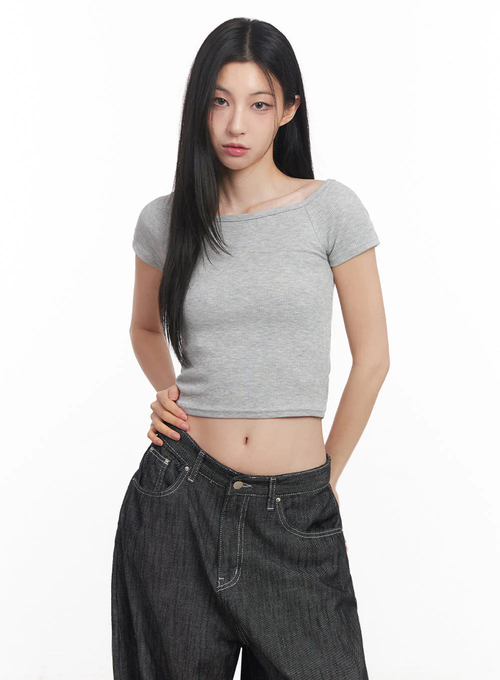 Boatneck Cropped Tee IY516 - Image 16