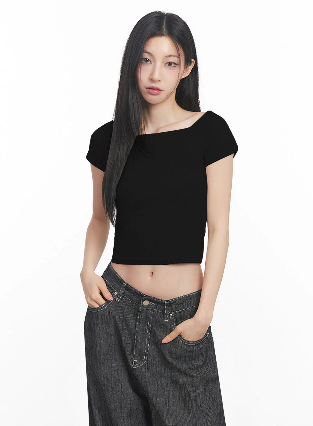 Boatneck Cropped Tee IY516 - Image 17