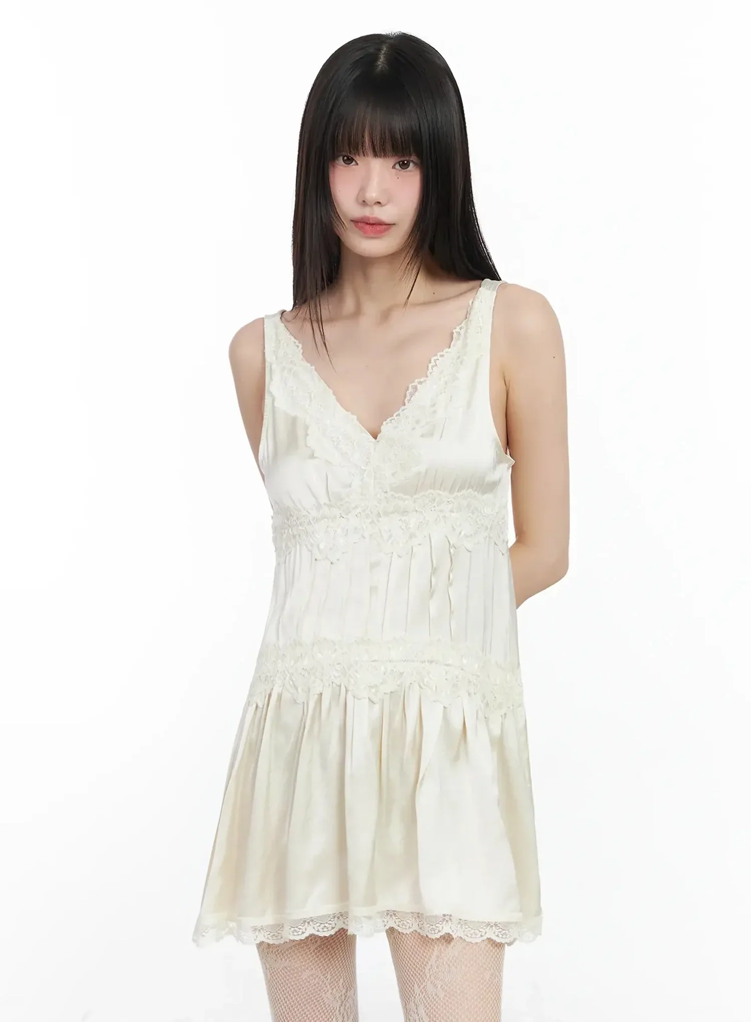 Bohemian Pintuck Lace Sleeveless Dress IM523 - Image 2