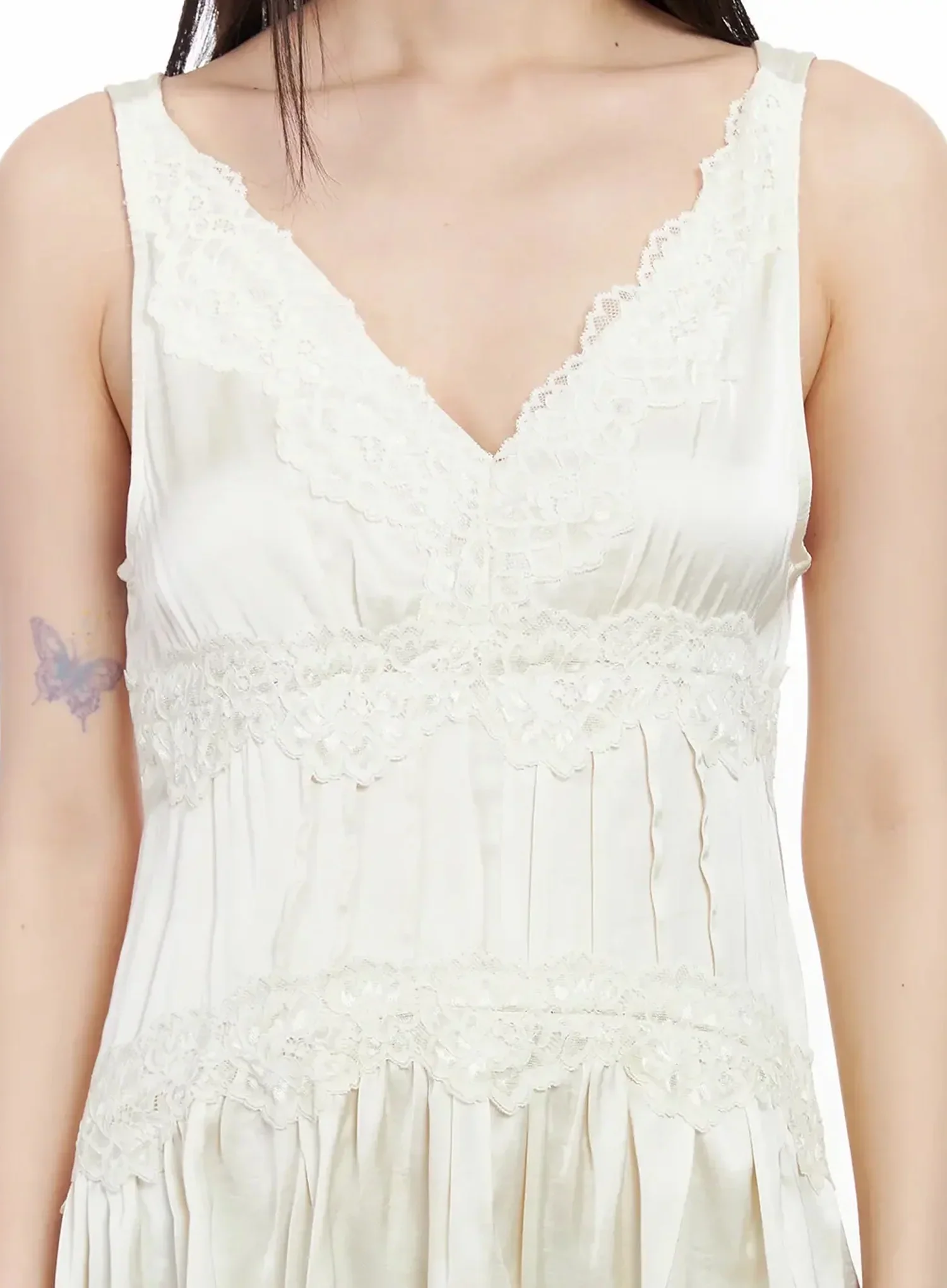 Bohemian Pintuck Lace Sleeveless Dress IM523 - Image 3