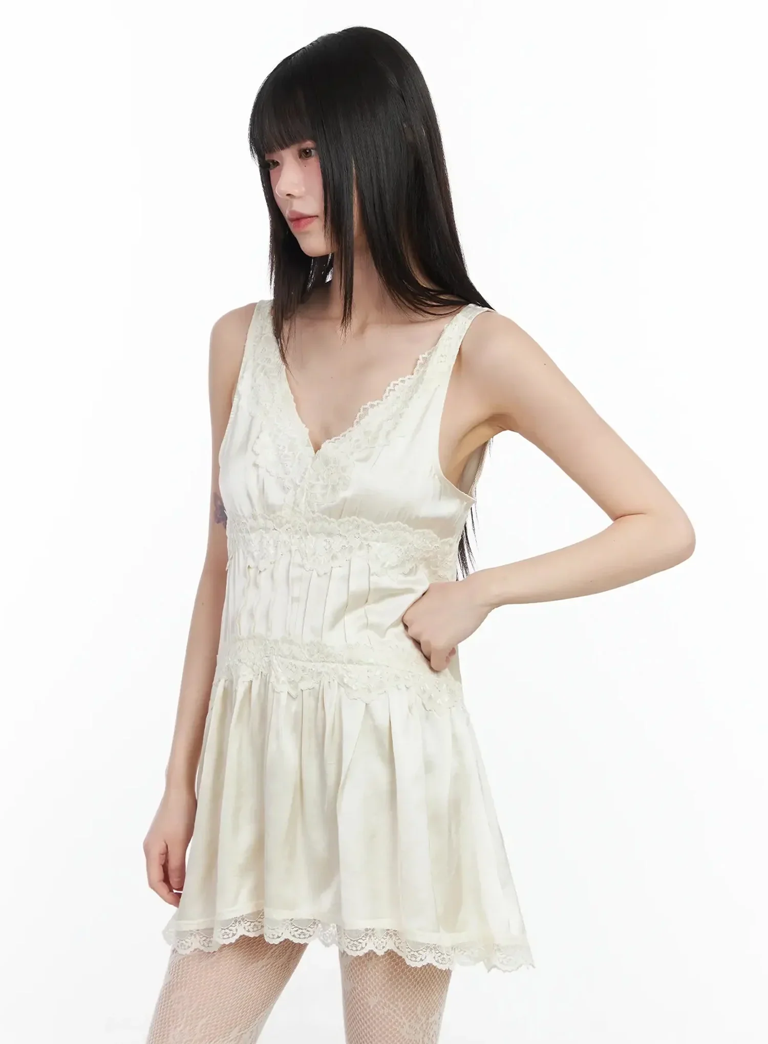 Bohemian Pintuck Lace Sleeveless Dress IM523 - Image 8