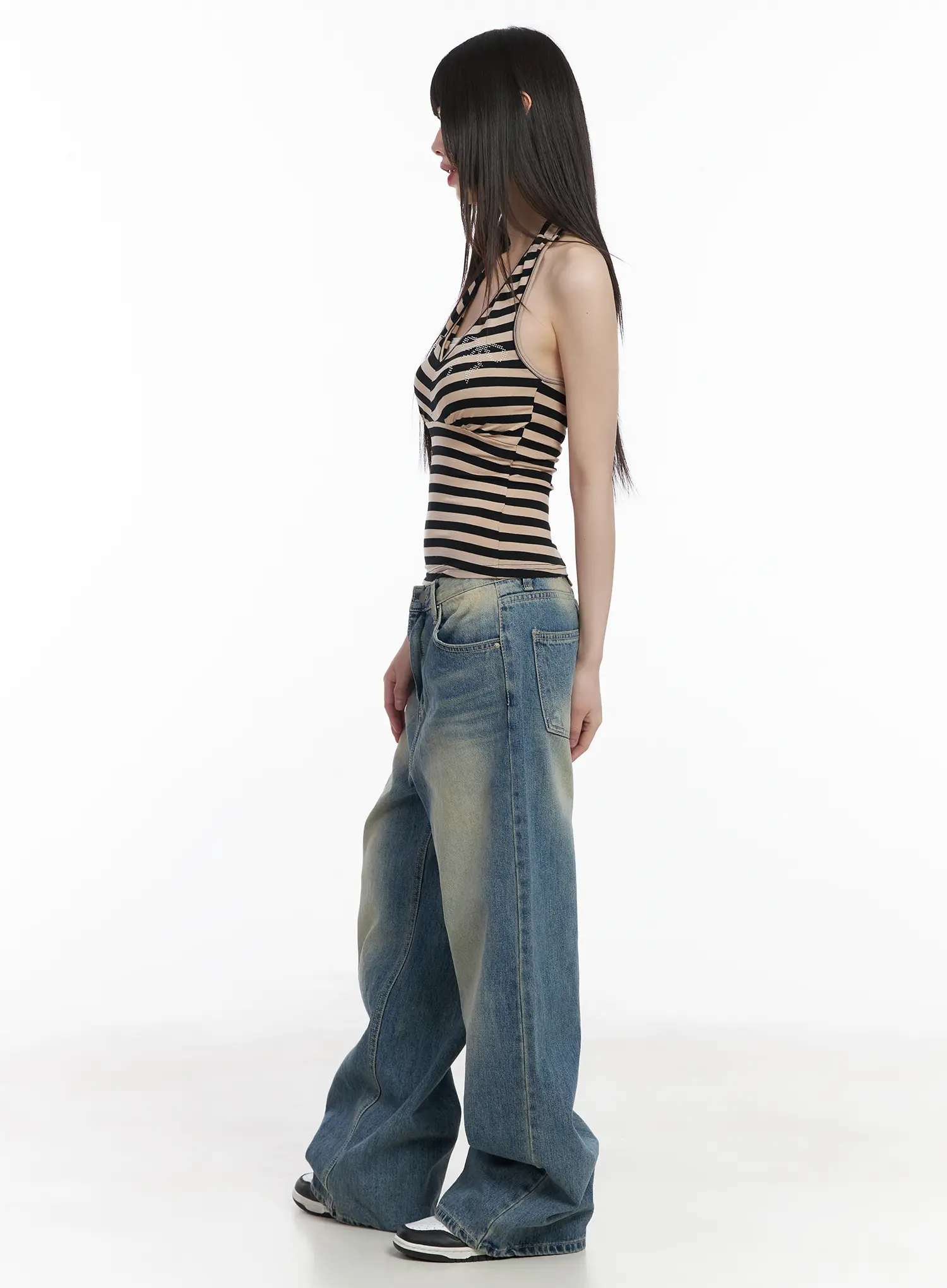 Bow Embellished Stripe Padded Halter Top CM524 - Image 4