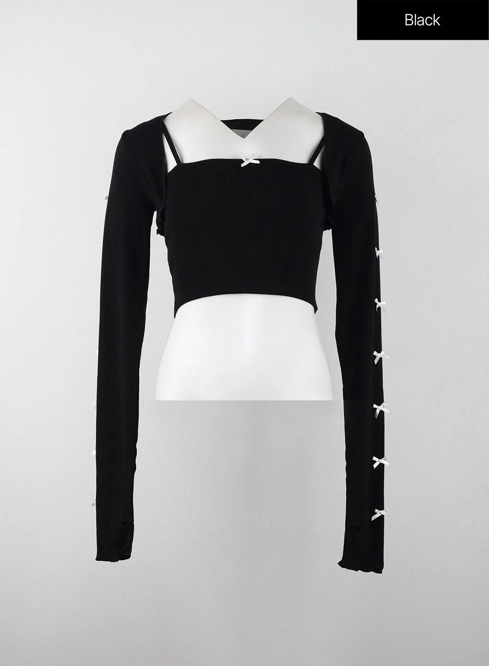 Bowknot Long Sleeve Bolero Shrug and Tank Set IJ402 - Image 11