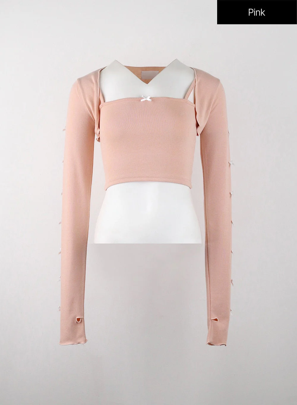Bowknot Long Sleeve Bolero Shrug and Tank Set IJ402 - Image 13