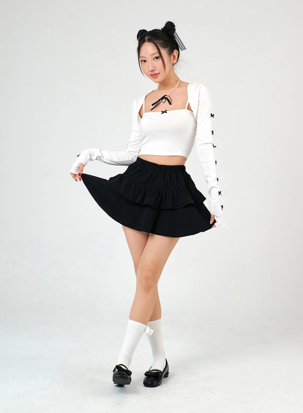 Bowknot Long Sleeve Bolero Shrug and Tank Set IJ402 - Image 4