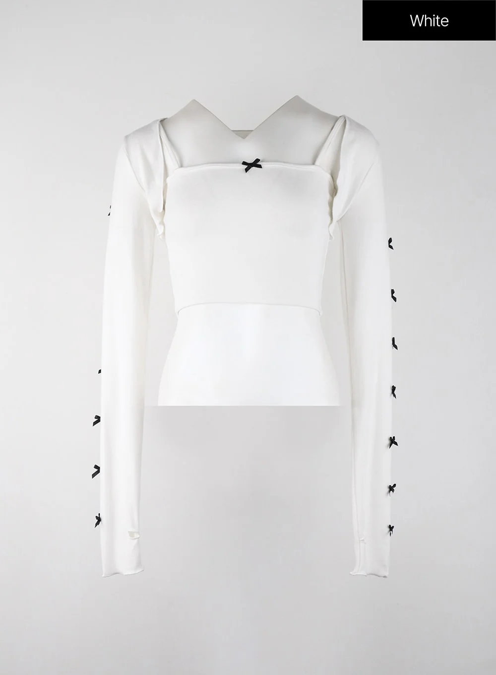 Bowknot Long Sleeve Bolero Shrug and Tank Set IJ402 - Image 7