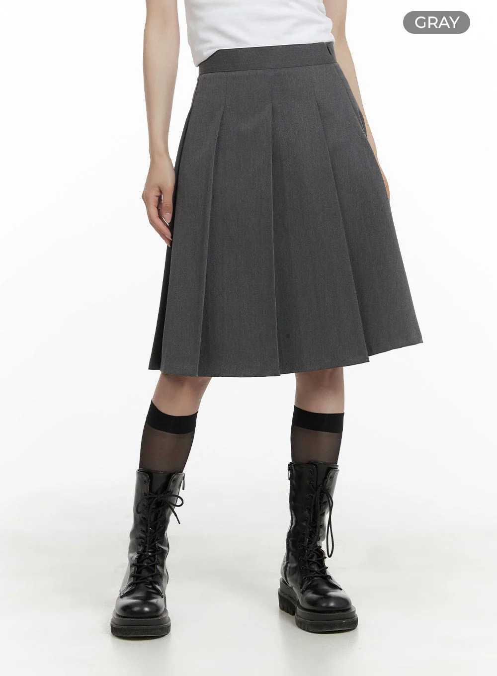 Box Pleated Midi Skirt CA404 - Image 7