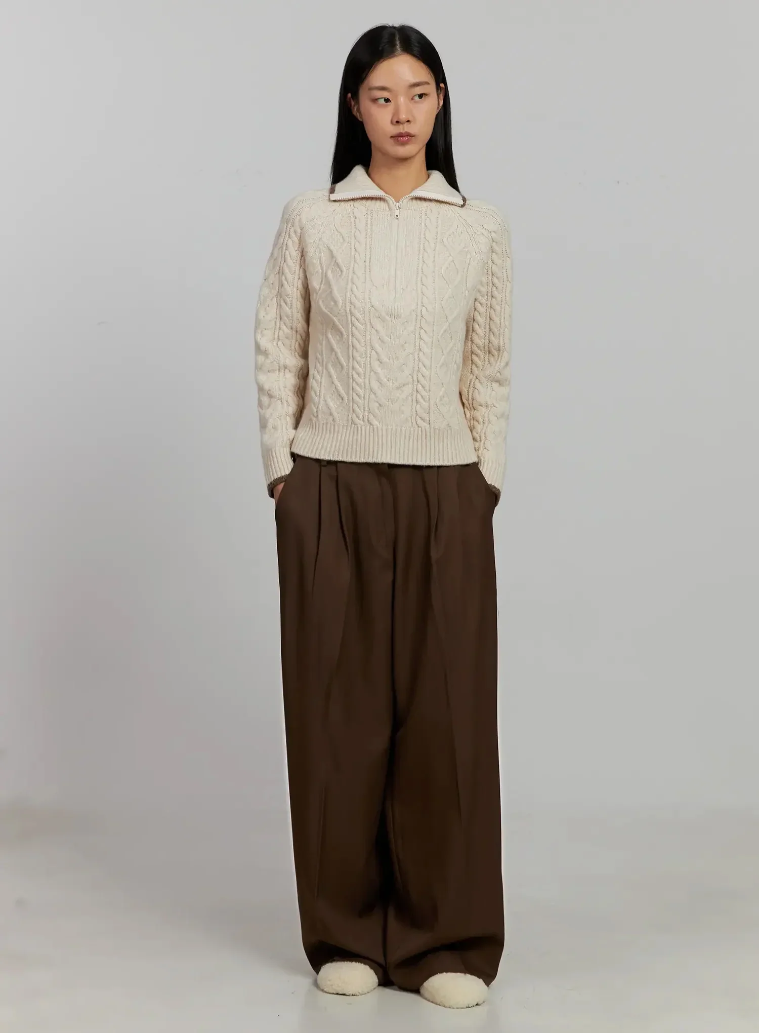 Brown Pleated Slacks IJ505 - Image 3