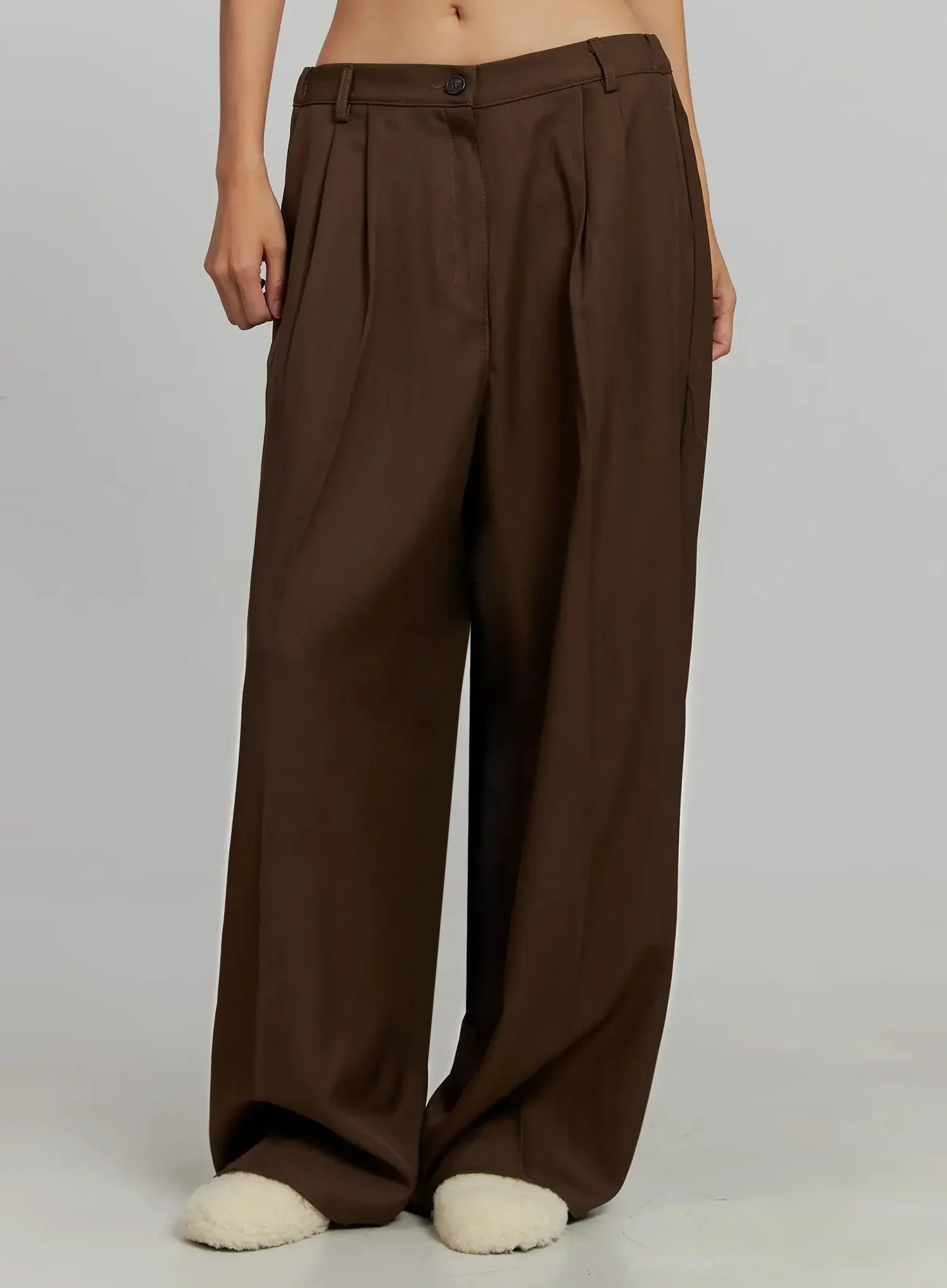 Brown Pleated Slacks IJ505 - Image 5
