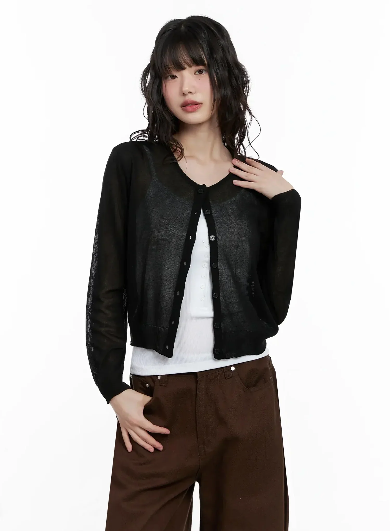 Brown Sheer Cardigan IL531 - Image 10