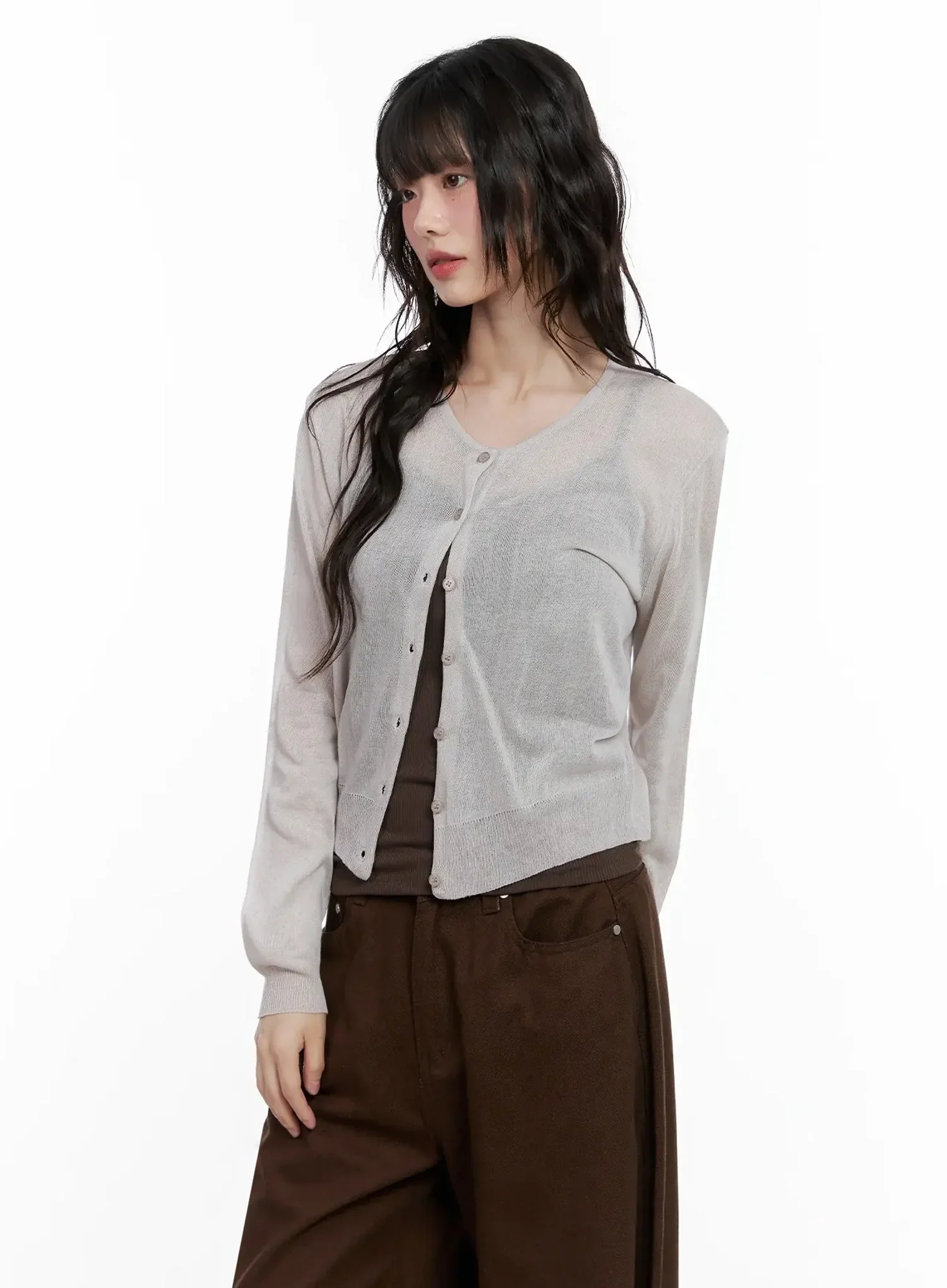 Brown Sheer Cardigan IL531 - Image 19