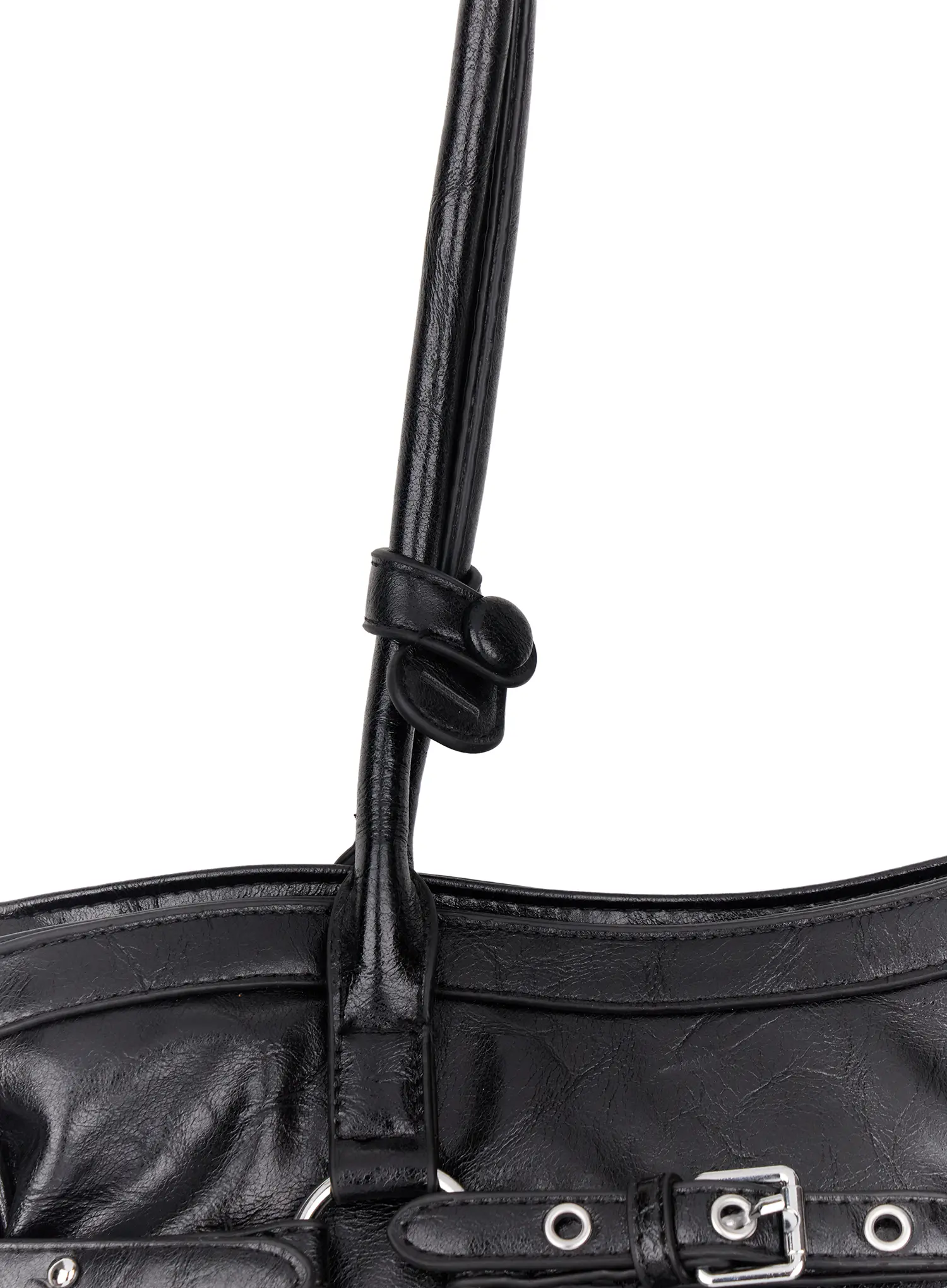 Buckle Accent Faux Leather Shoulder Bag CM526 - Image 5
