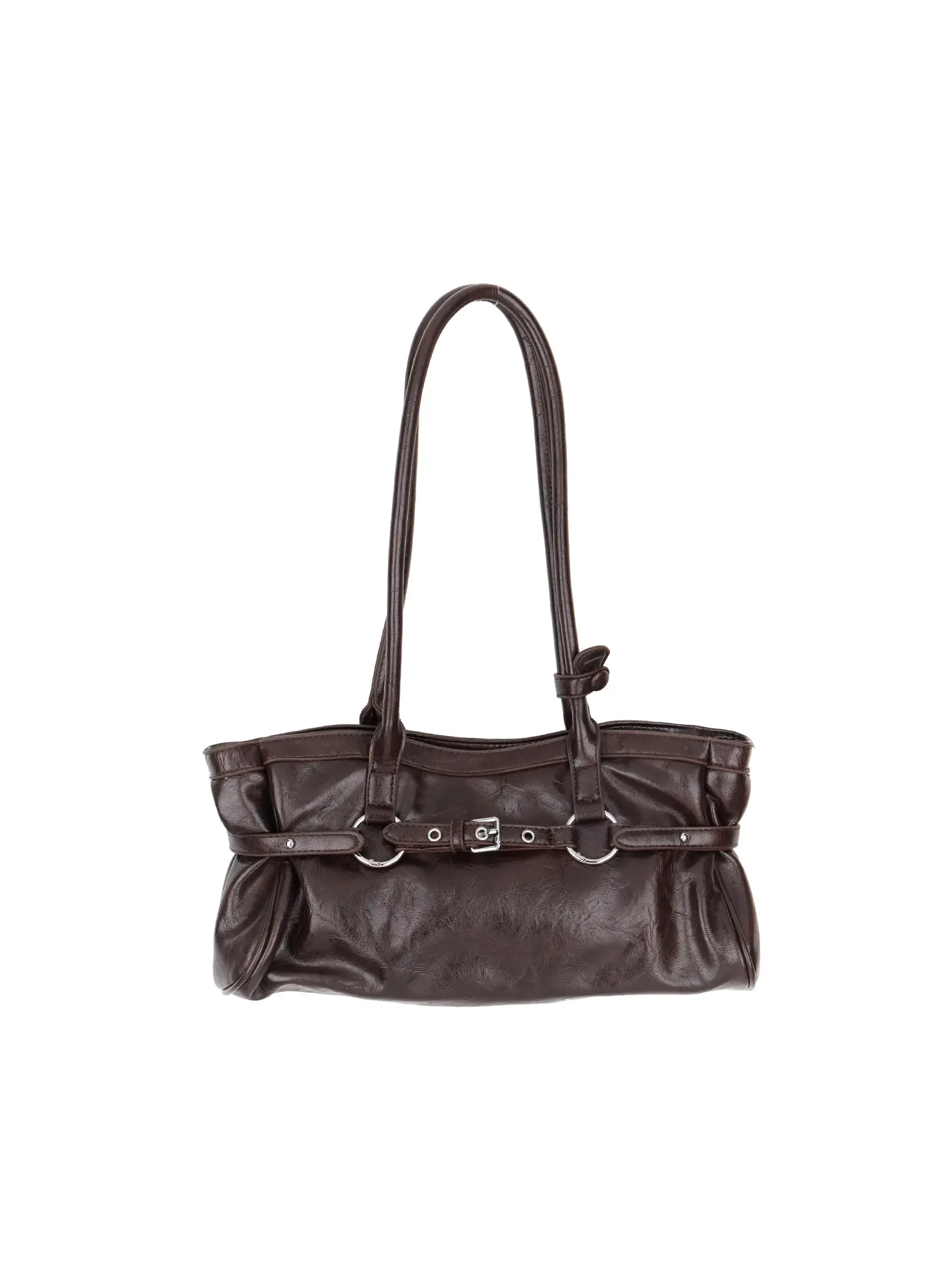 Buckle Accent Faux Leather Shoulder Bag CM526 - Image 9
