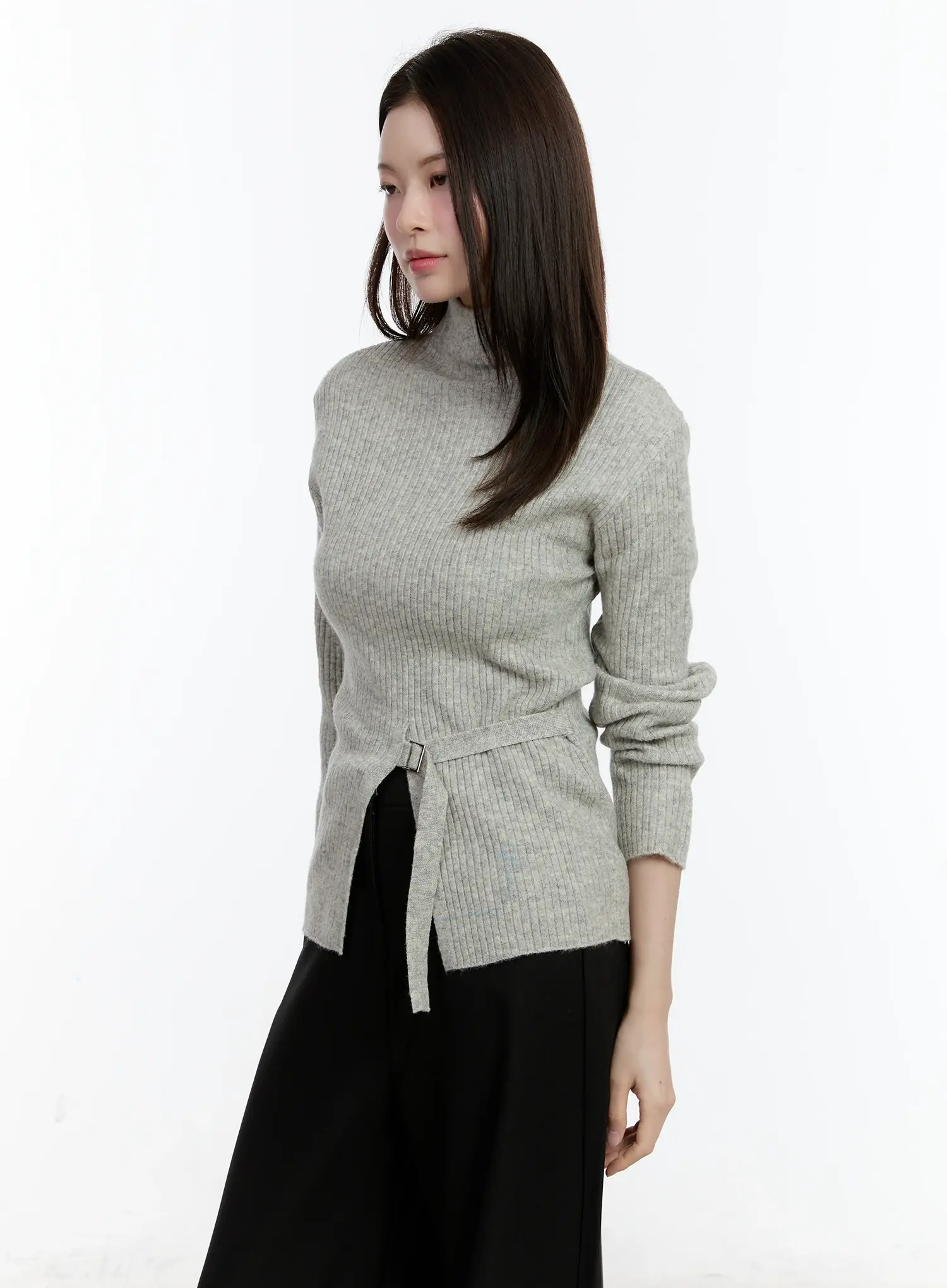 Buckle Ribbed Half Turtleneck Sweater - Image 4