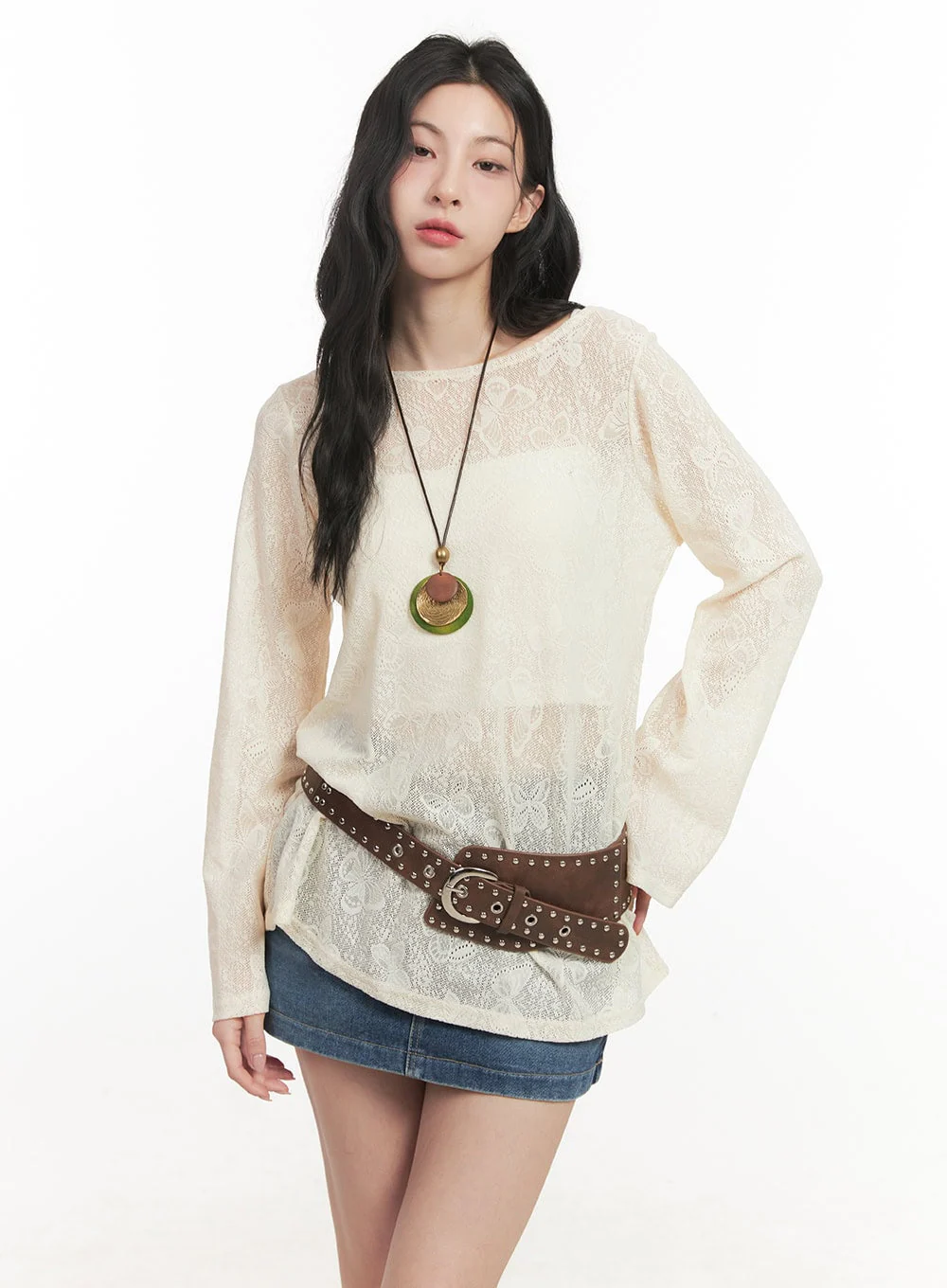 Butterfly Lace Sheer Long-Sleeve Top CF513 - Image 4