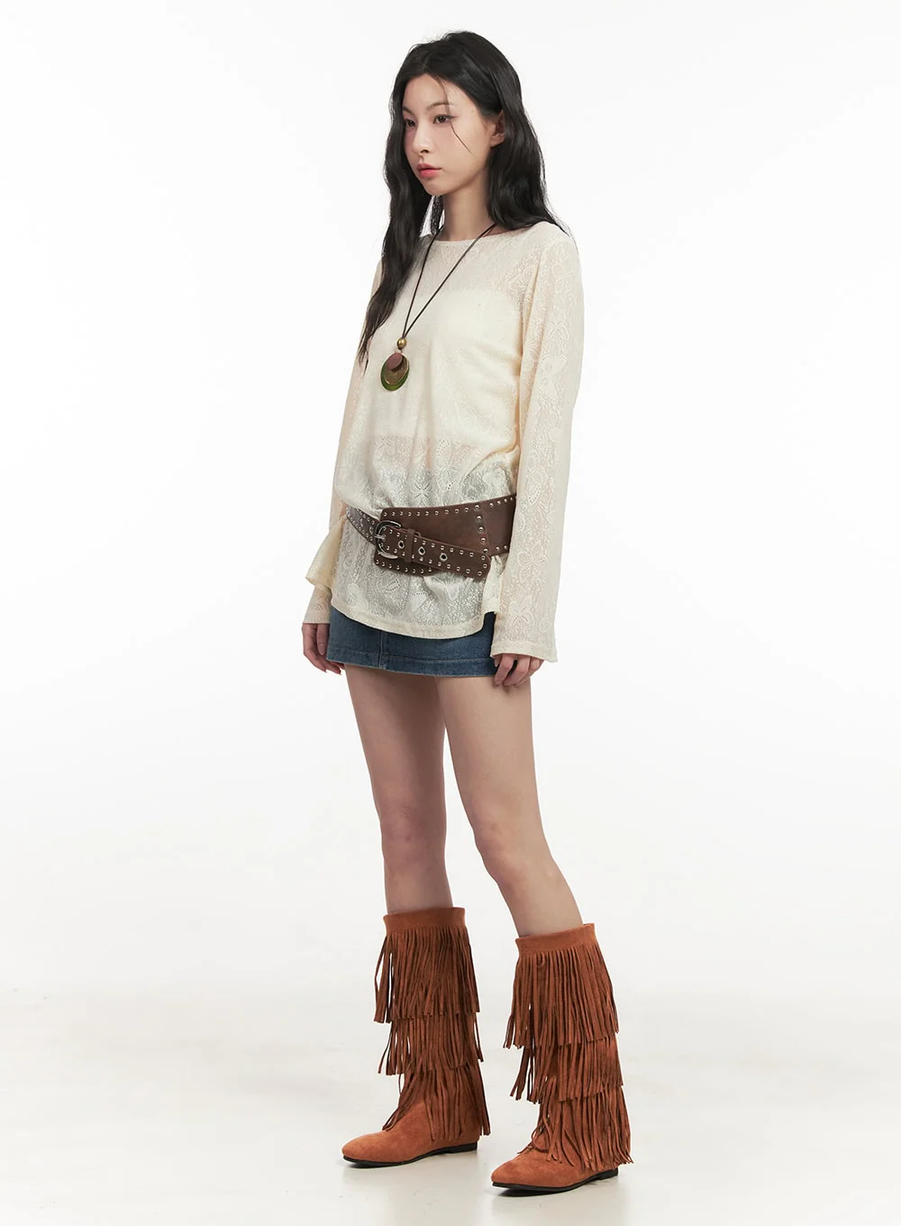Butterfly Lace Sheer Long-Sleeve Top CF513 - Image 6