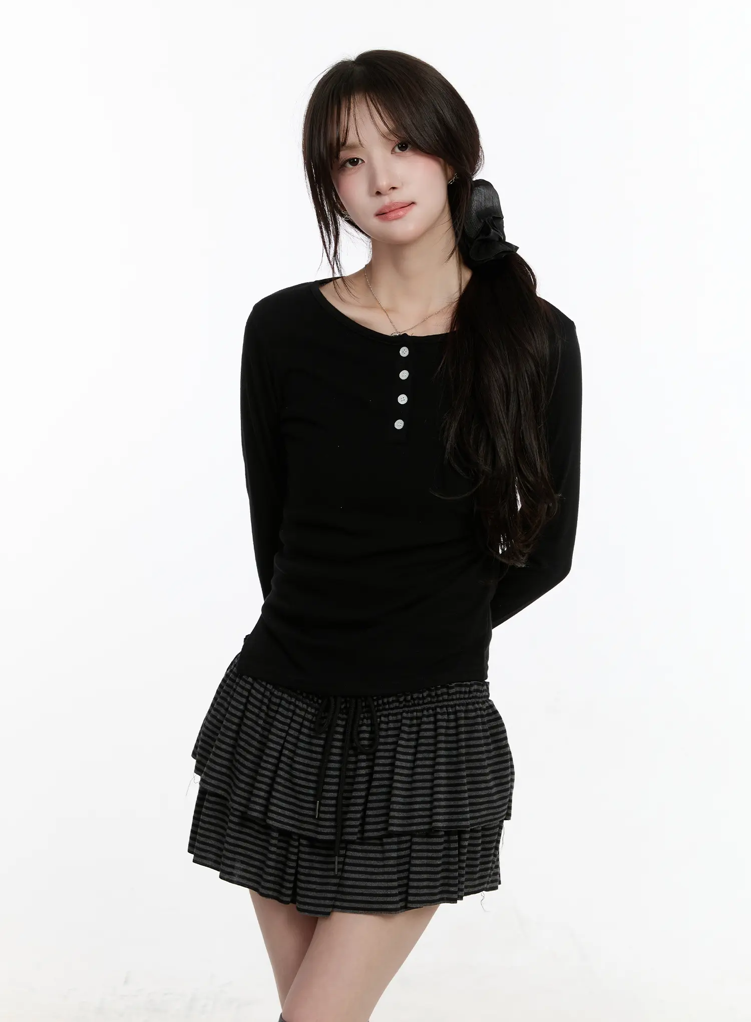 Button Accent Long Sleeve Top CM510